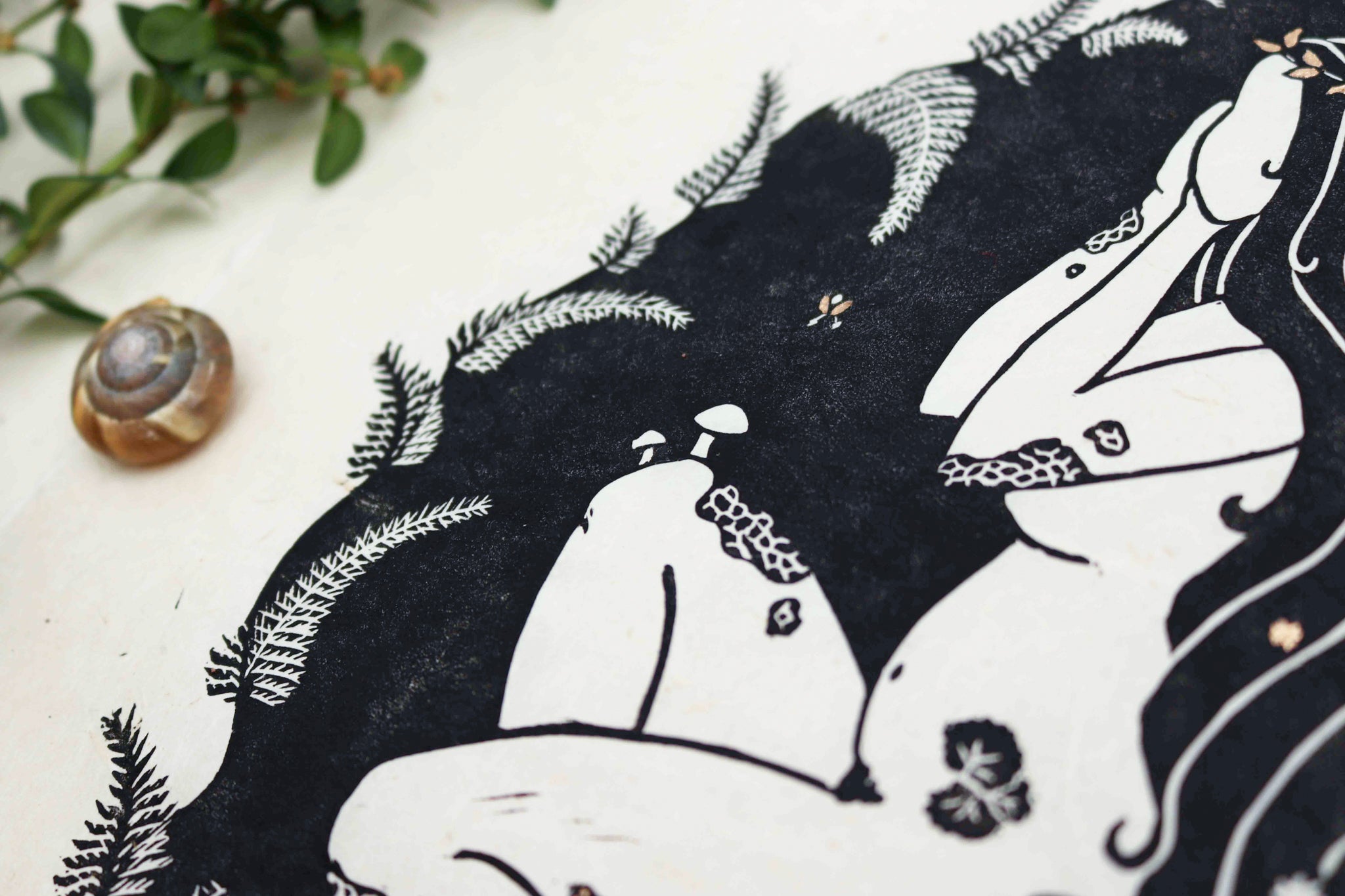 Tochter der Erde Linoldruck - art.from.ilkas.heart