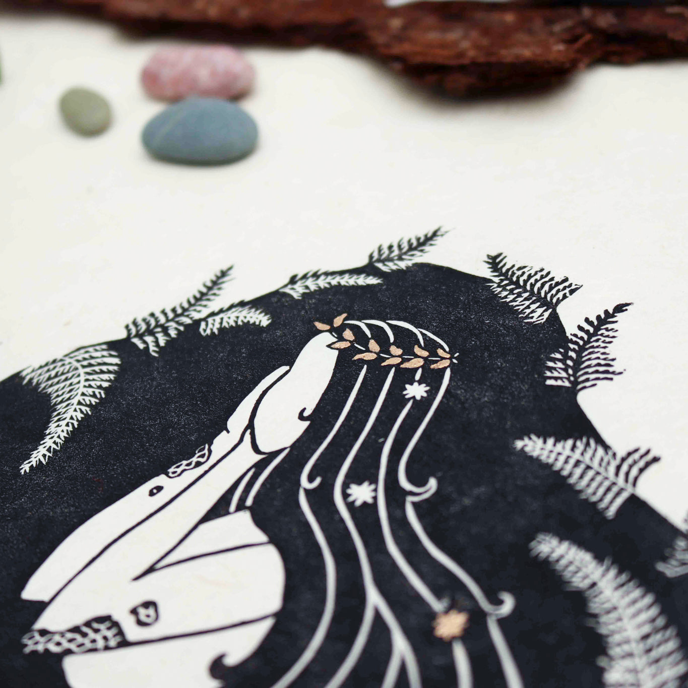 Tochter der Erde Linoldruck - art.from.ilkas.heart