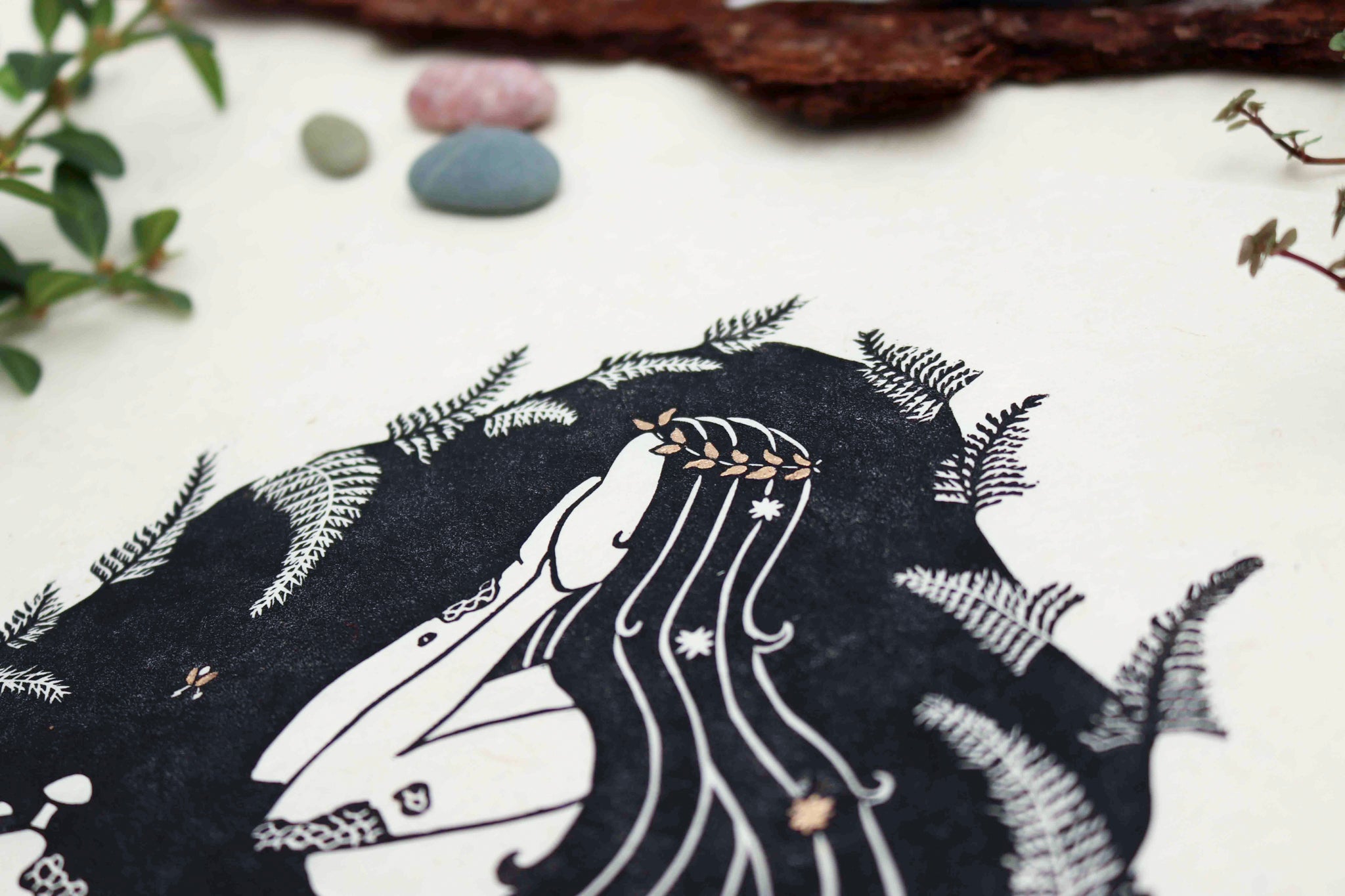 Tochter der Erde Linoldruck - art.from.ilkas.heart