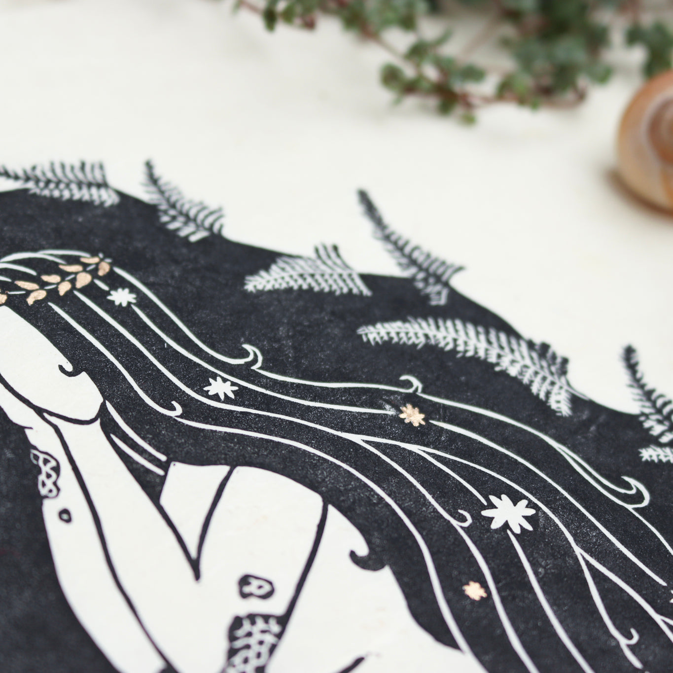 Tochter der Erde Linoldruck - art.from.ilkas.heart