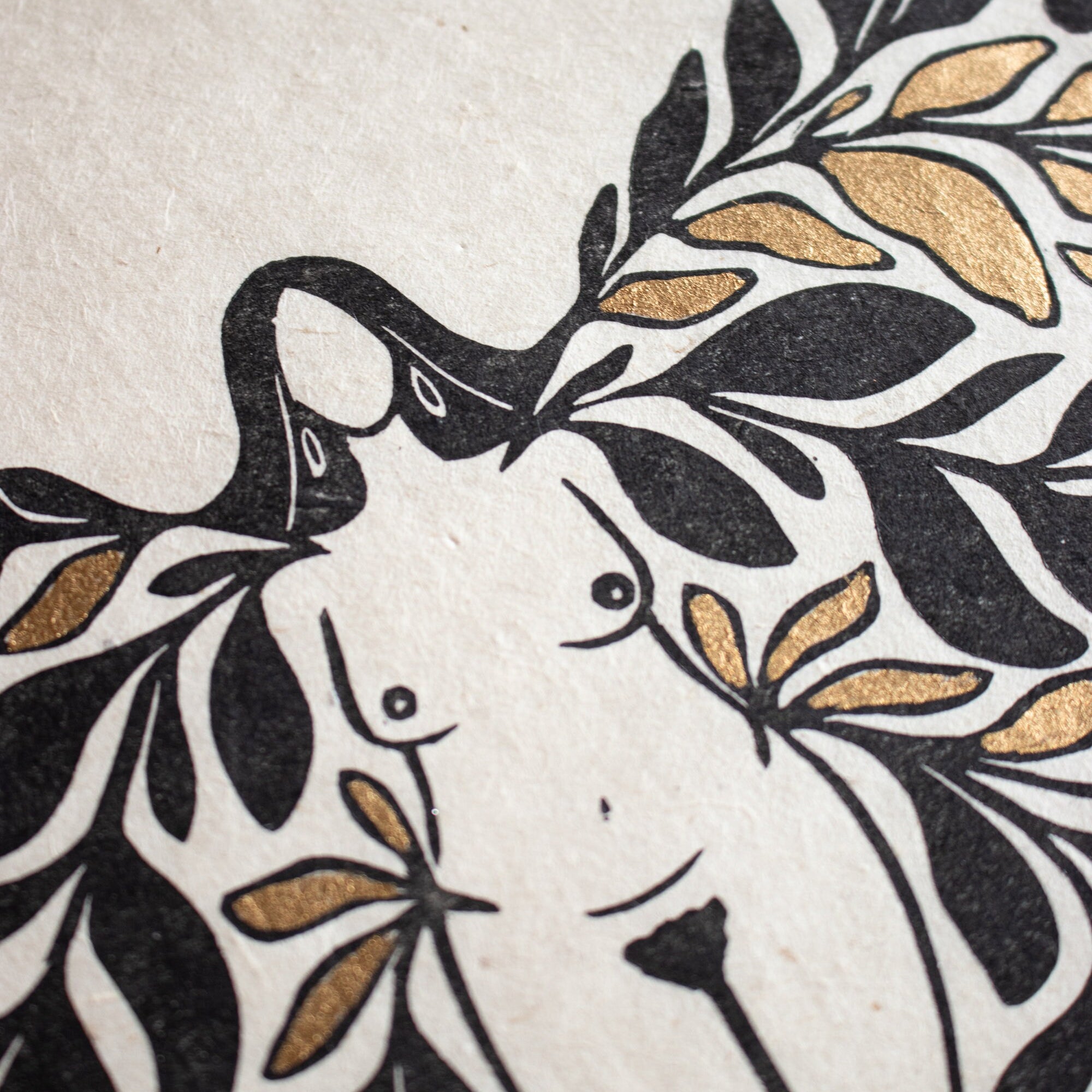 Unfolding Goddess Linoldruck - art.from.ilkas.heart