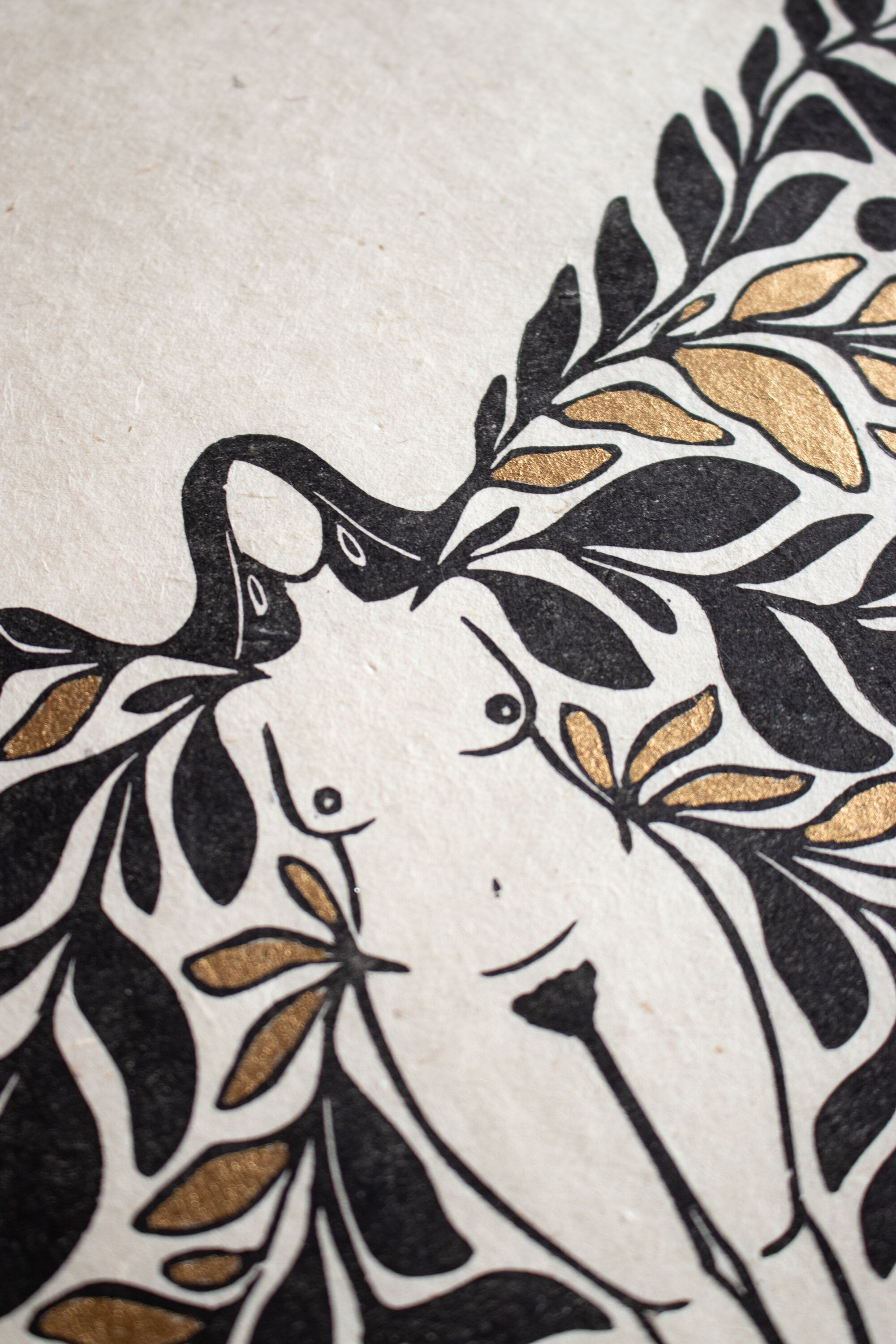 Unfolding Goddess Linoldruck - art.from.ilkas.heart