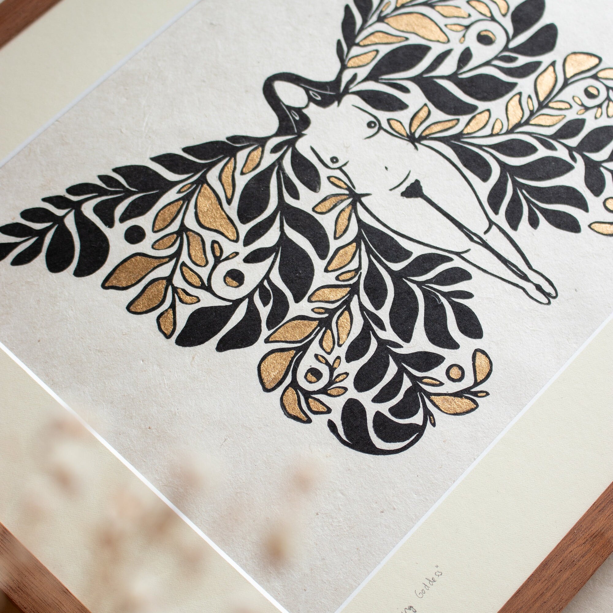 Unfolding Goddess Linoldruck - art.from.ilkas.heart