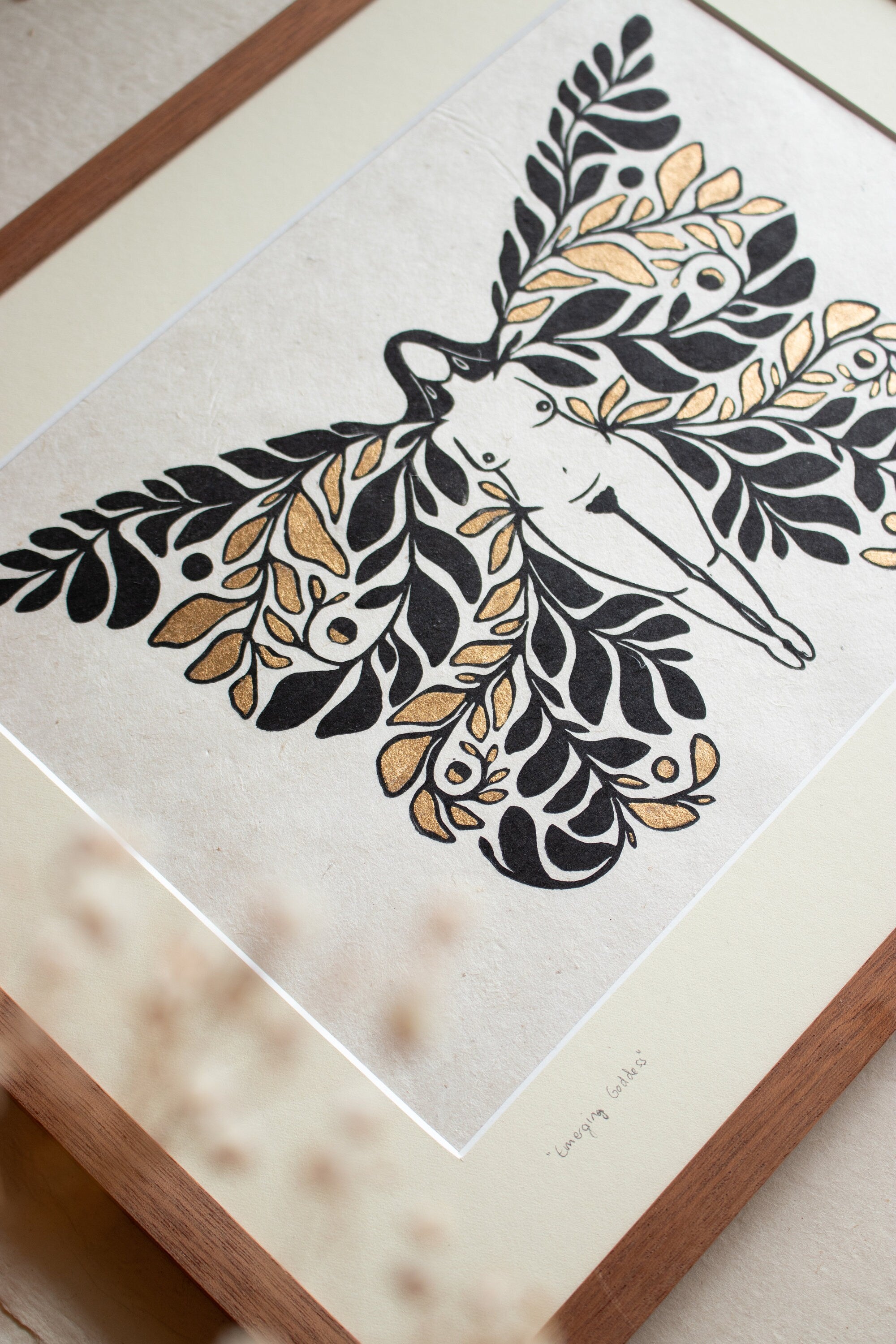 Unfolding Goddess Linoldruck - art.from.ilkas.heart