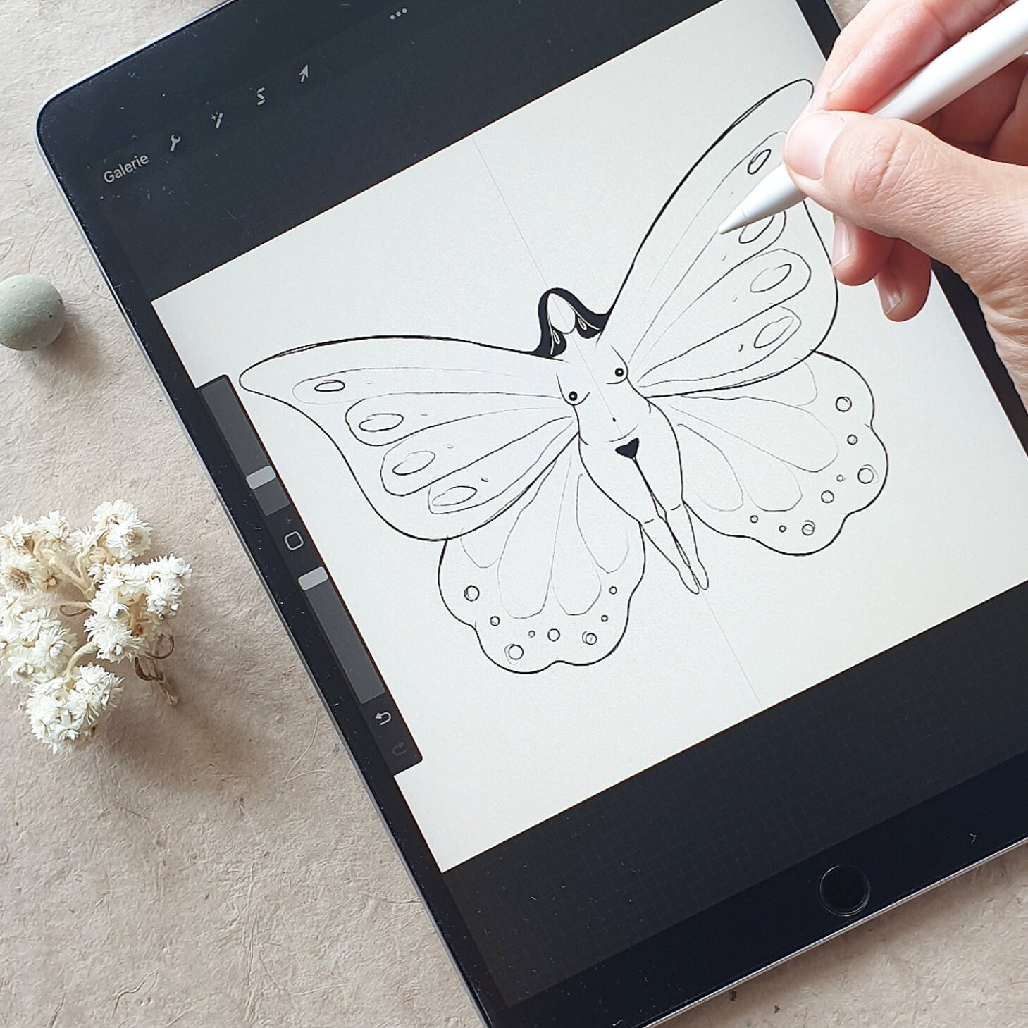 Unfolding Goddess Linoldruck - art.from.ilkas.heart