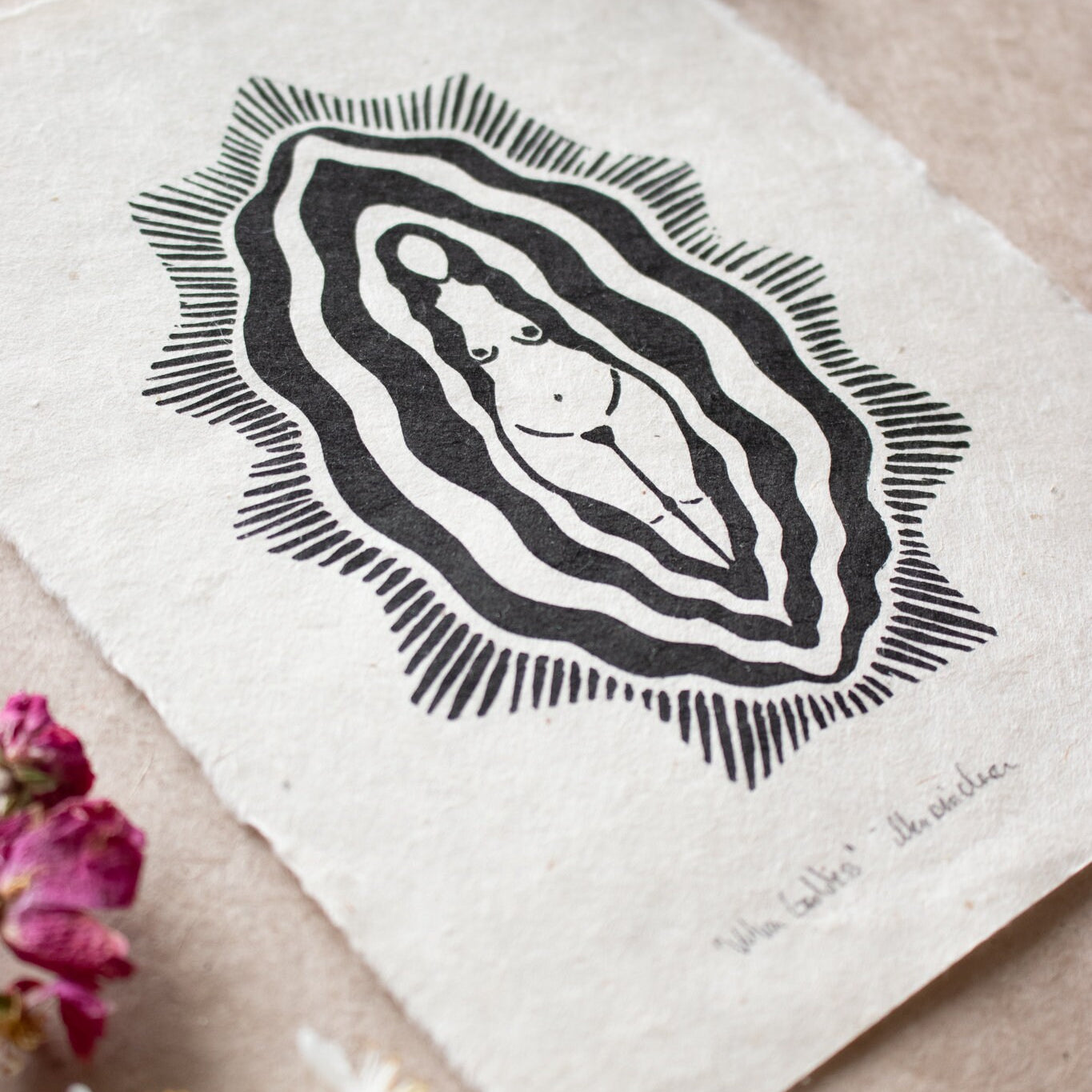 Vulva Goddess Linoldruck - art.from.ilkas.heart