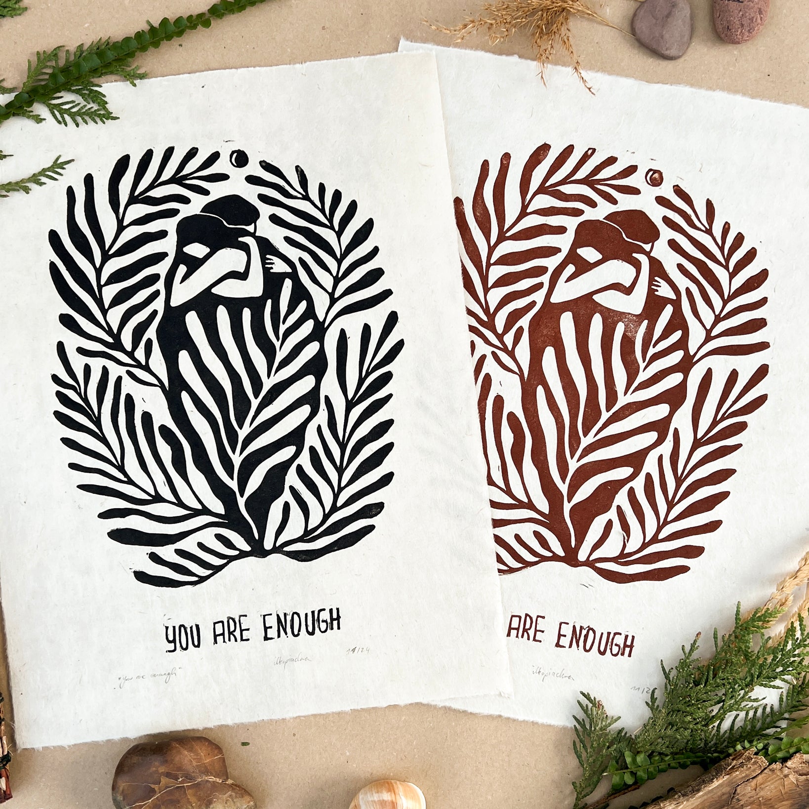 You are enough Linoldruck - art.from.ilkas.heart