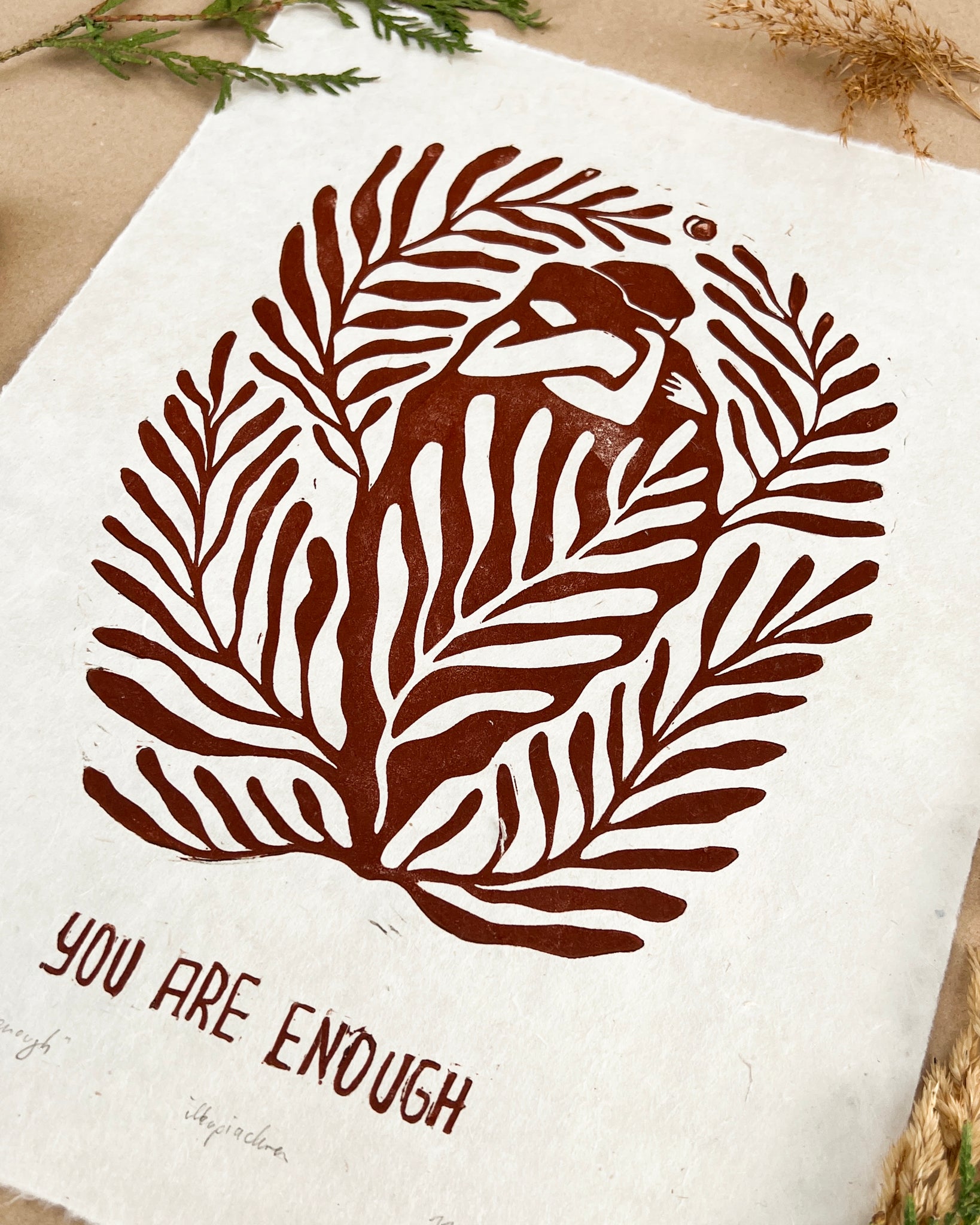 You are enough Linoldruck - art.from.ilkas.heart