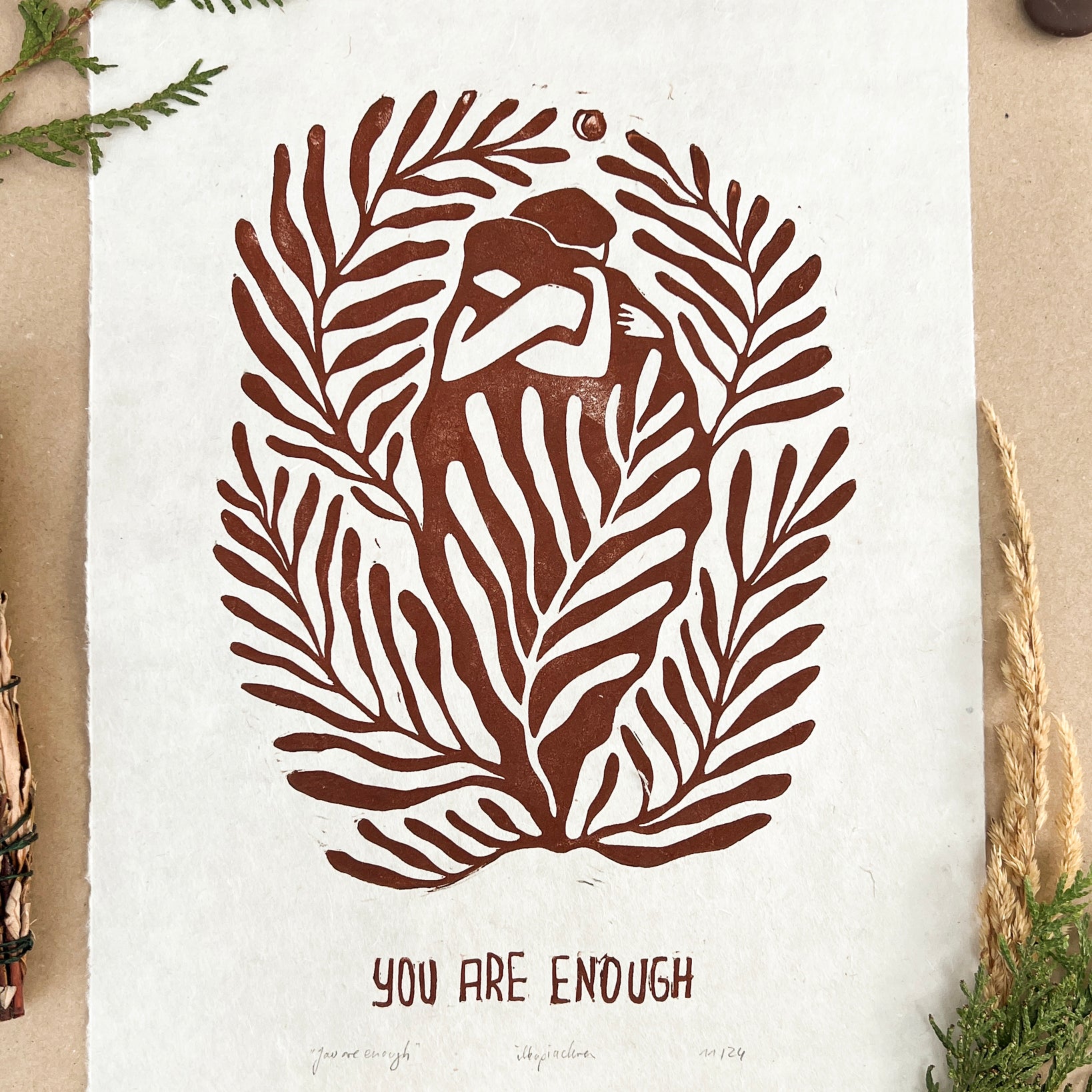 You are enough Linoldruck - art.from.ilkas.heart