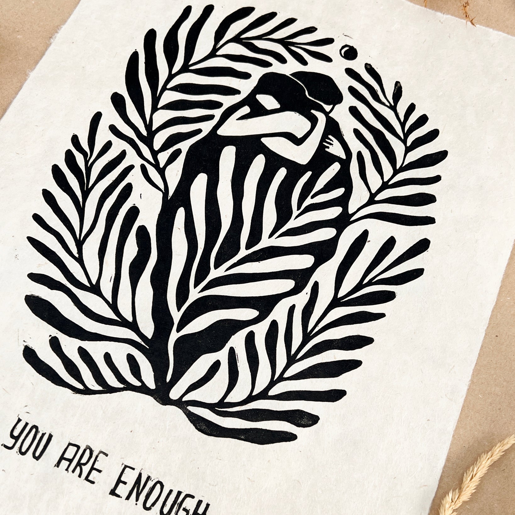 You are enough Linoldruck - art.from.ilkas.heart