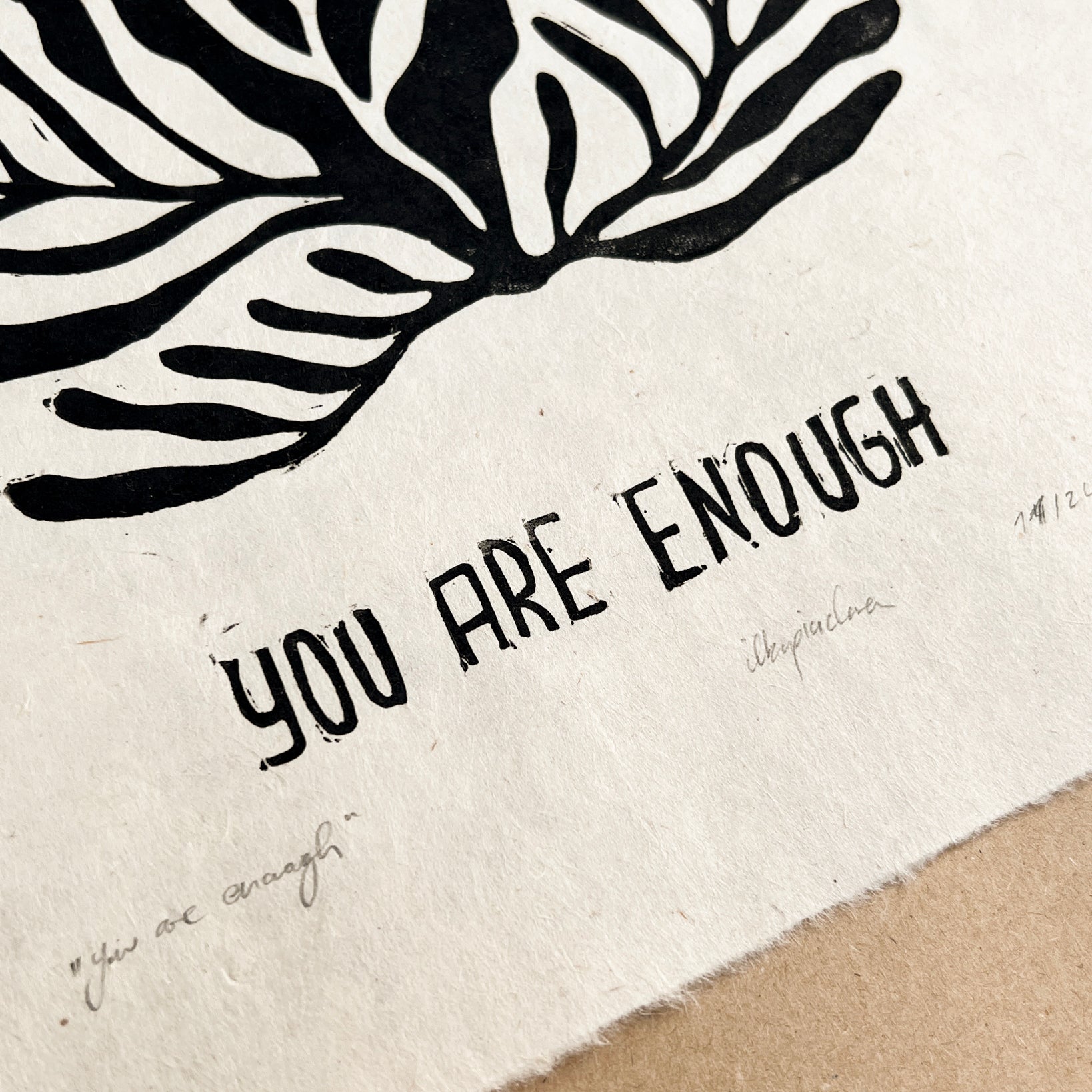 You are enough Linoldruck - art.from.ilkas.heart