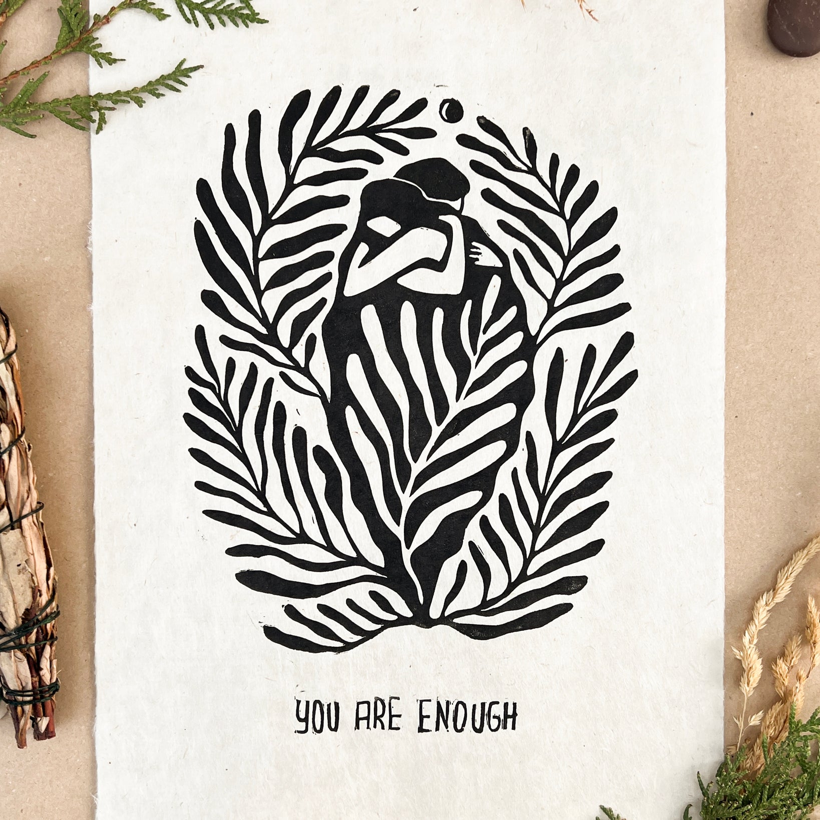 You are enough Linoldruck - art.from.ilkas.heart