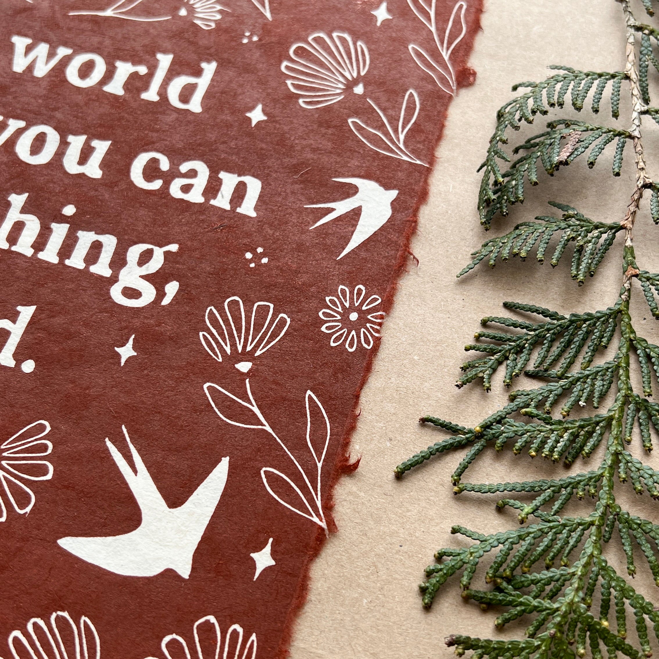 Schwalben & Ringelblumen Linoldruck - art.from.ilkas.heart