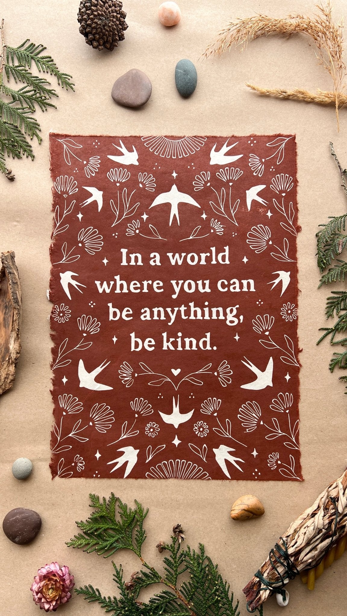 Schwalben & Ringelblumen Linoldruck - art.from.ilkas.heart