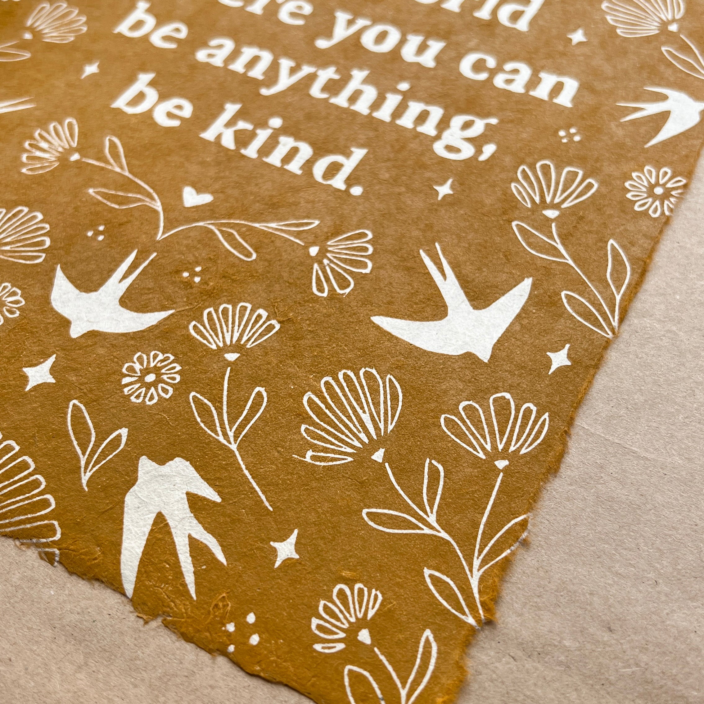 Schwalben & Ringelblumen Linoldruck - art.from.ilkas.heart