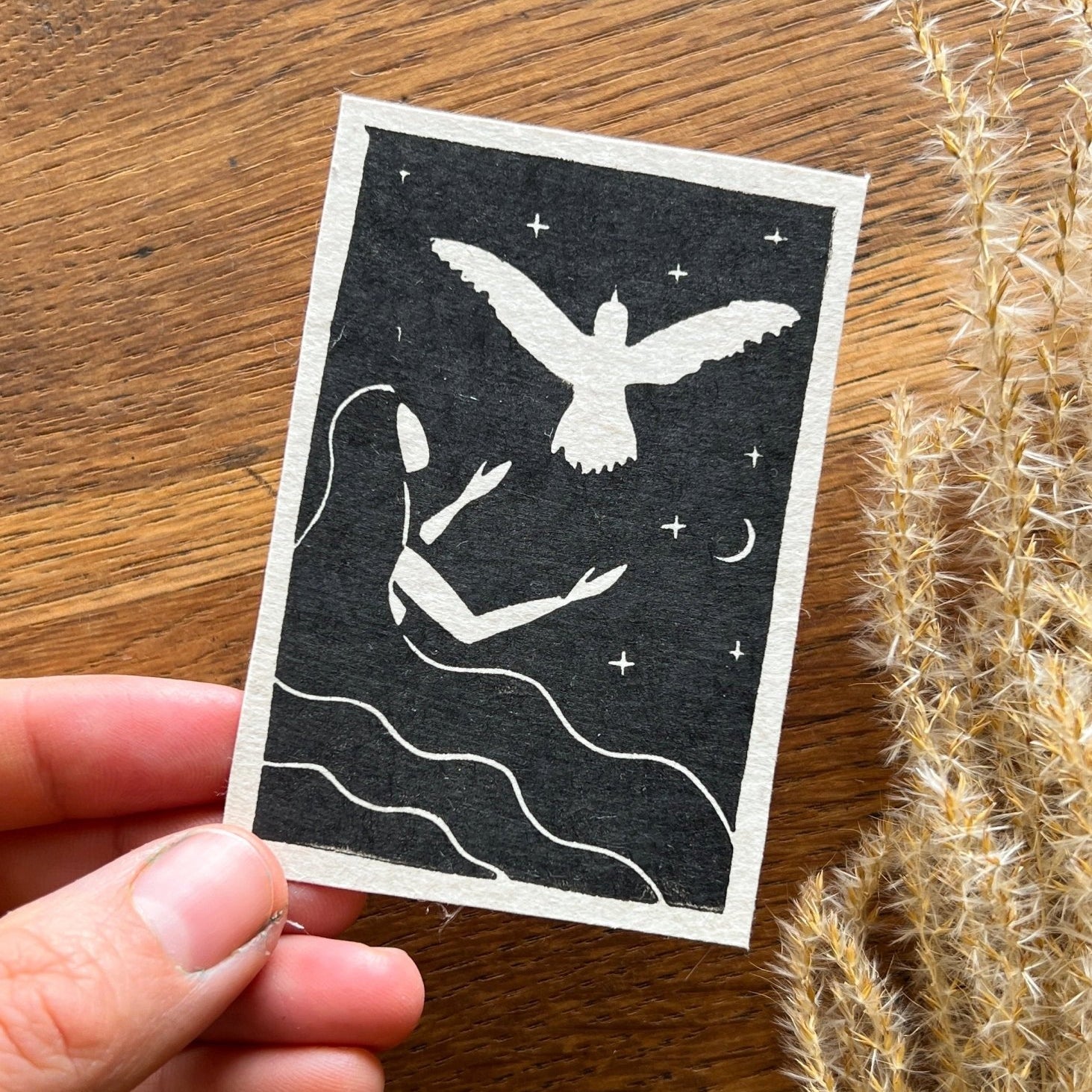 Die Friedensgöttin Mini Linoldruck - art.from.ilkas.heart