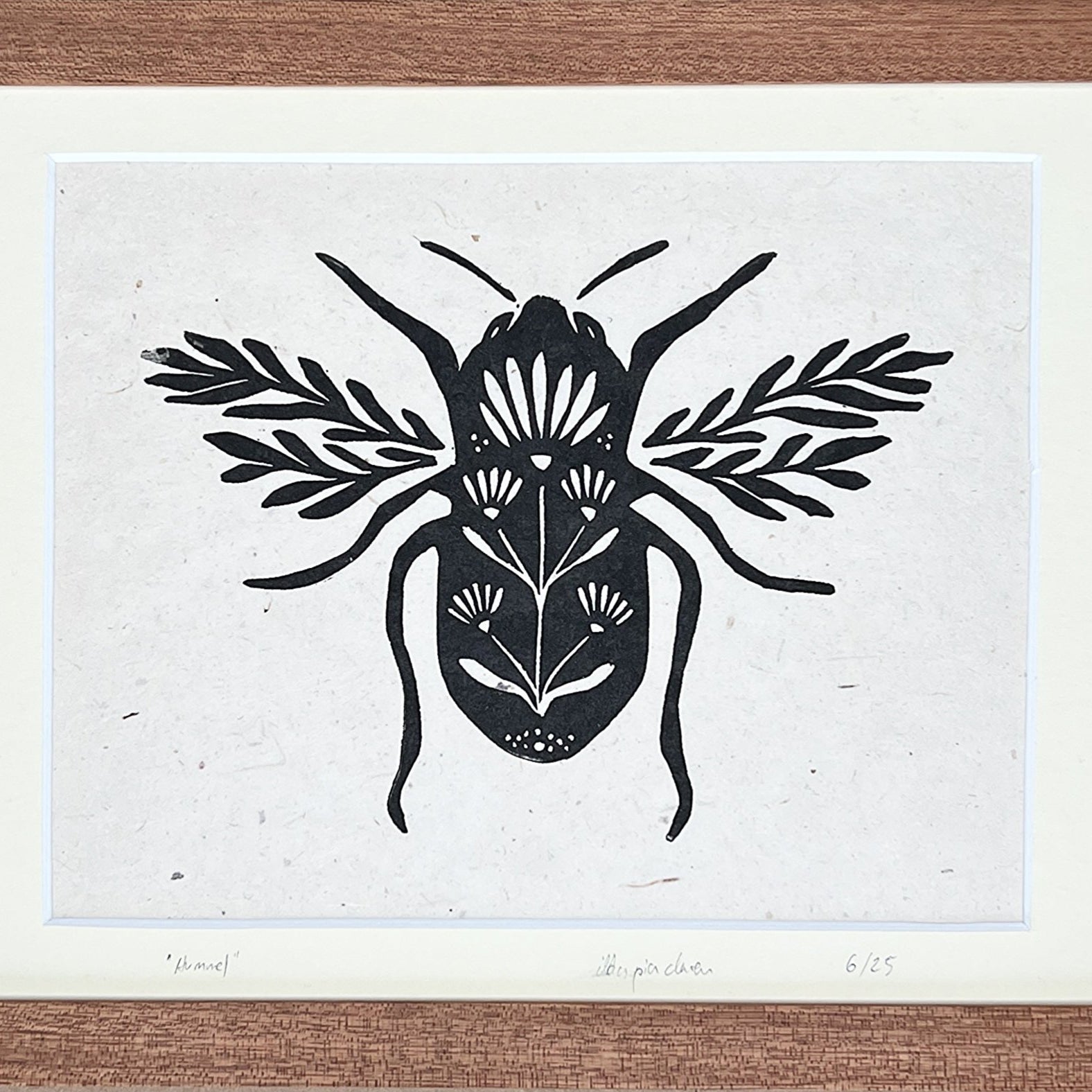 Hummel & Blumen Linoldruck - art.from.ilkas.heart