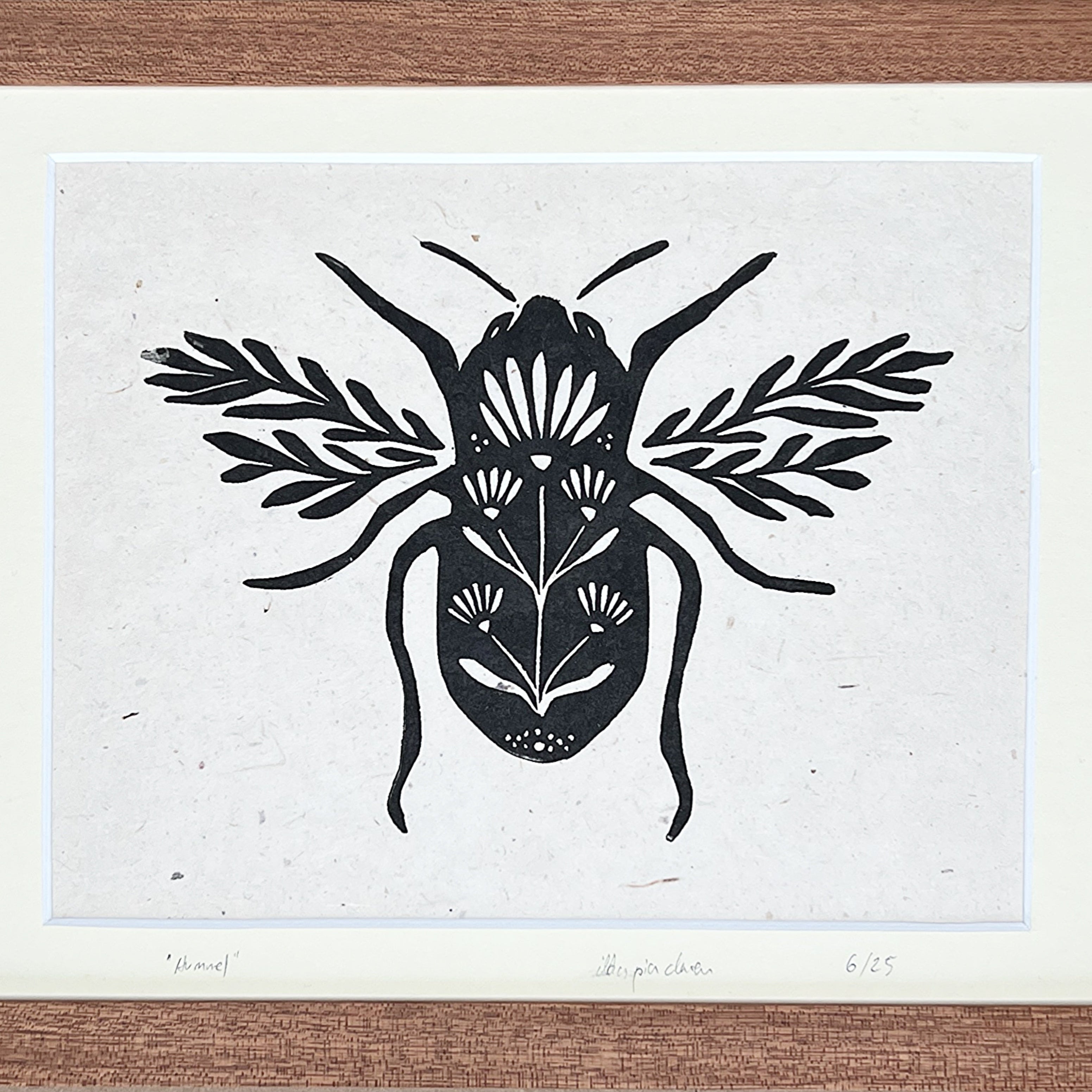 Hummel & Blumen Linoldruck - art.from.ilkas.heart