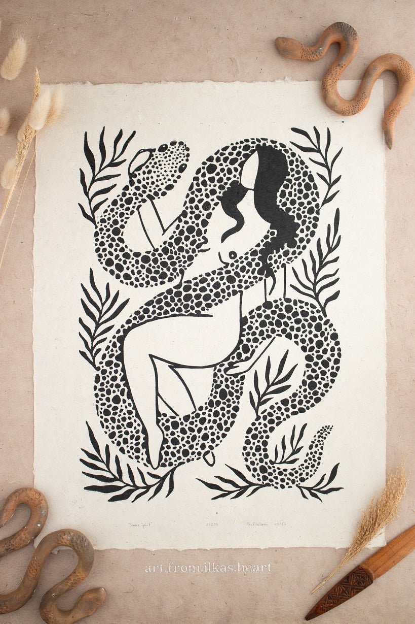 Linoldrucke auf Papier - art.from.ilkas.heart