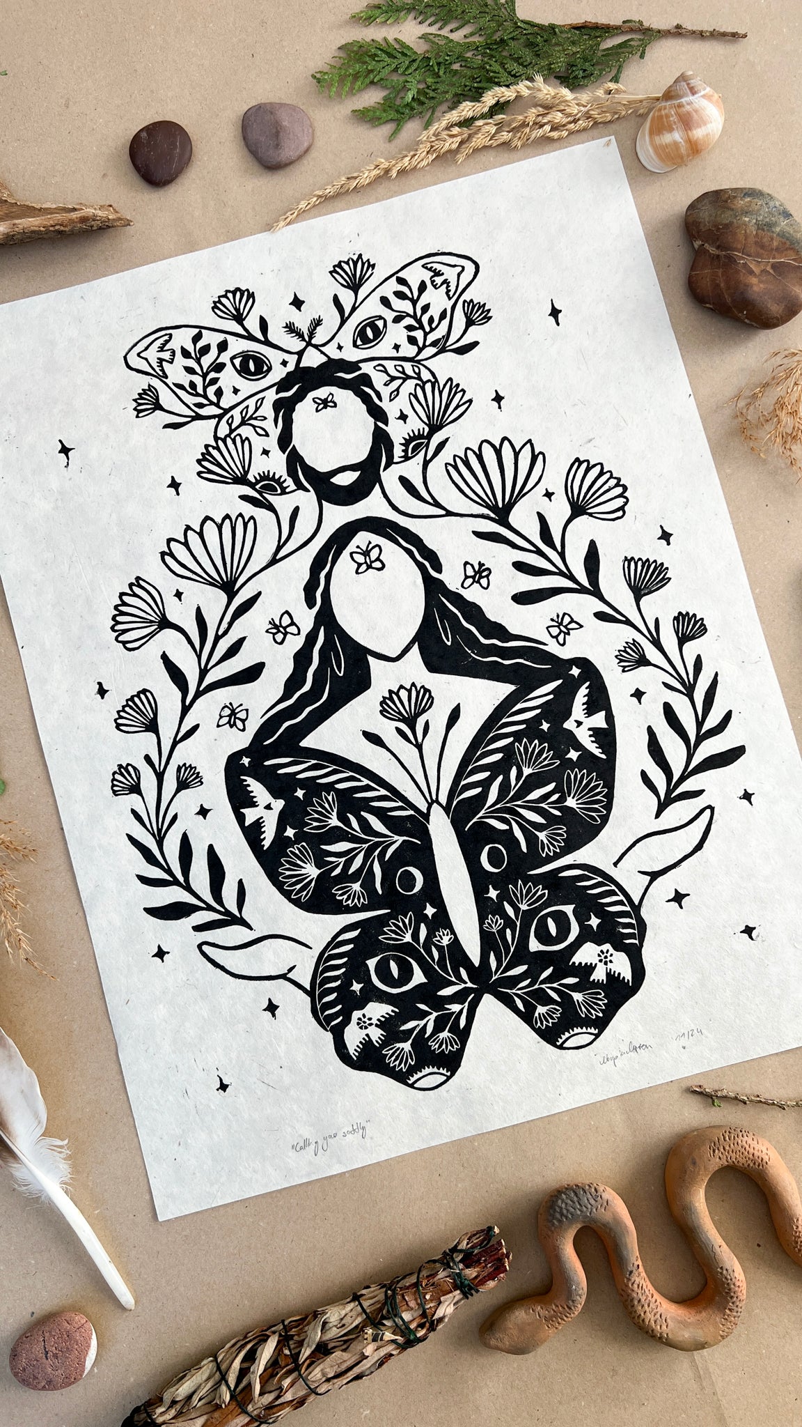 Calling you softly Linoldruck - art.from.ilkas.heart