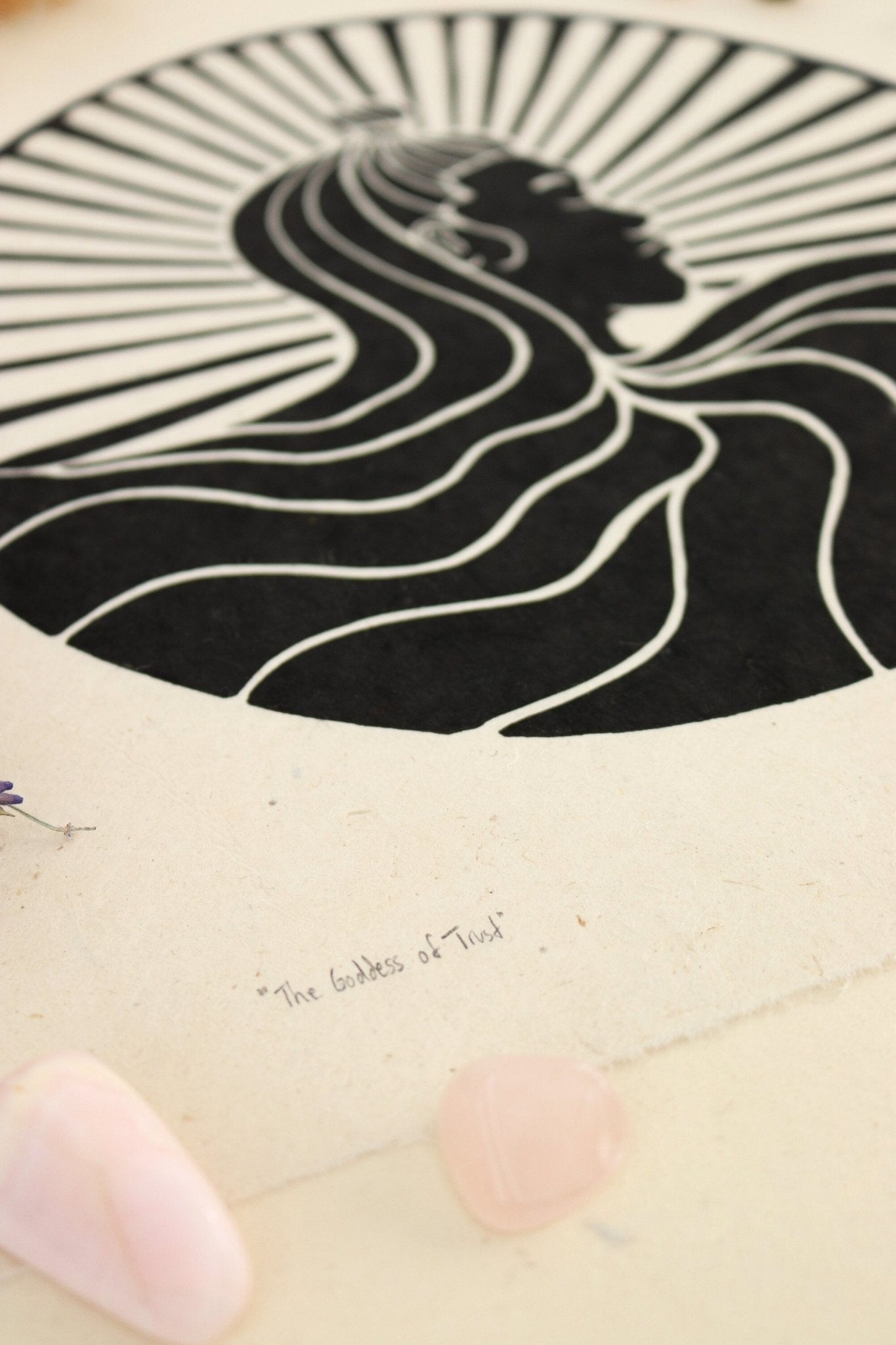 Die Göttin des Vertrauens Linoldruck - art.from.ilkas.heart