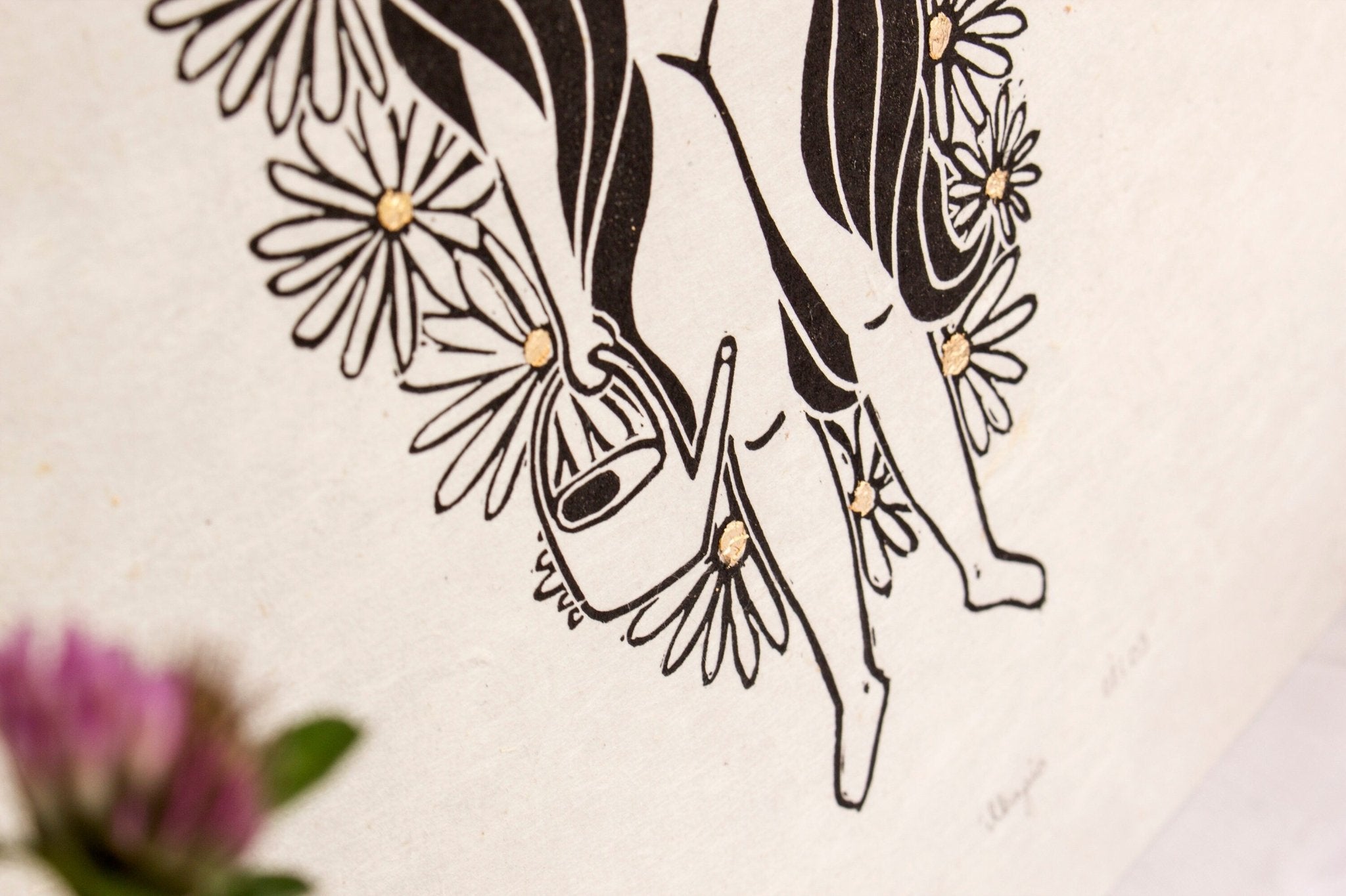 Die Gartengöttin Linoldruck - art.from.ilkas.heart