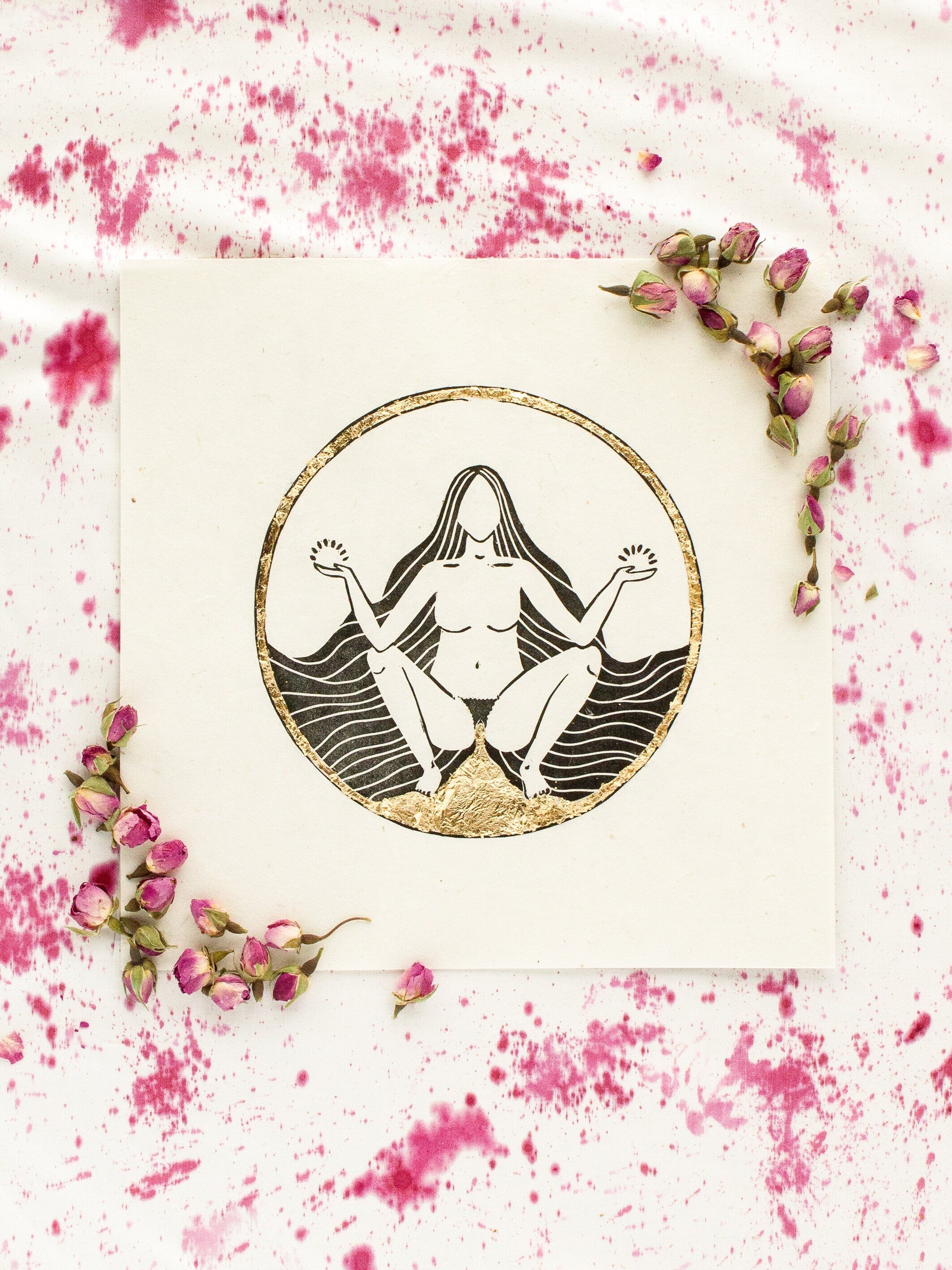 Die blutende Göttin Linoldruck - art.from.ilkas.heart  