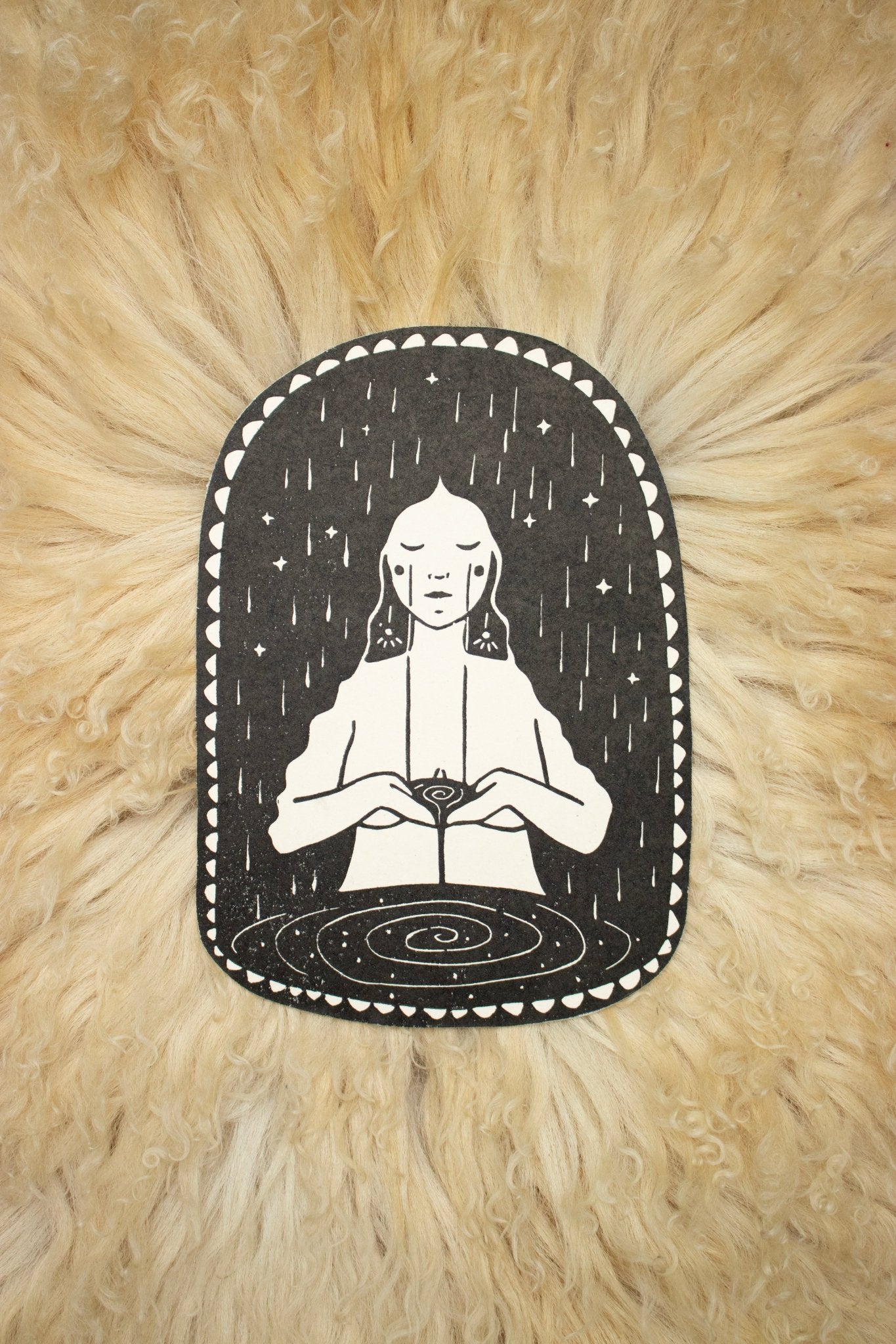 Die Trauernde - Linoldruck - art.from.ilkas.heart