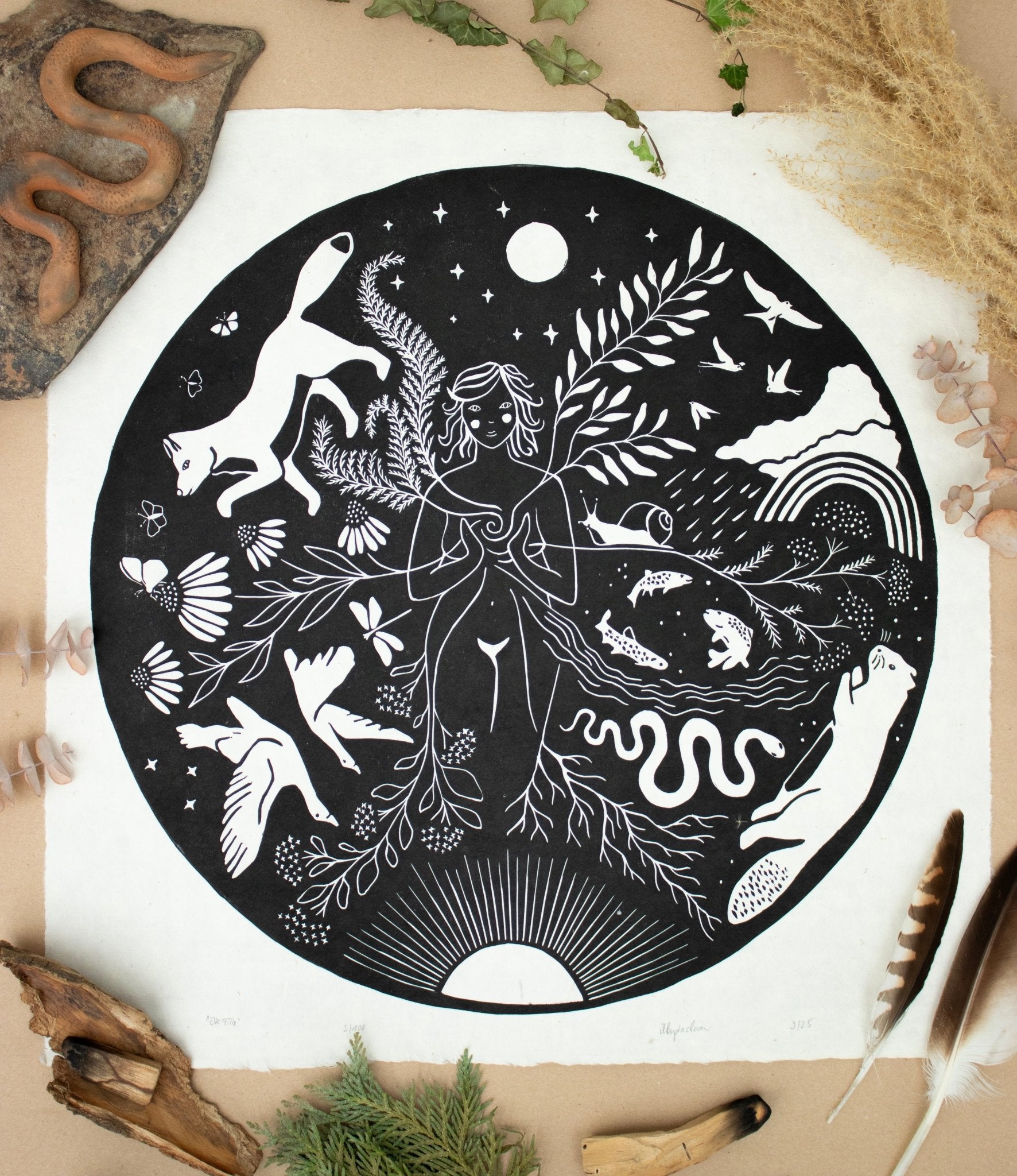 VORBESTELLUNG - Die Fülle Linoldruck Limitierte Auflage - art.from.ilkas.heart