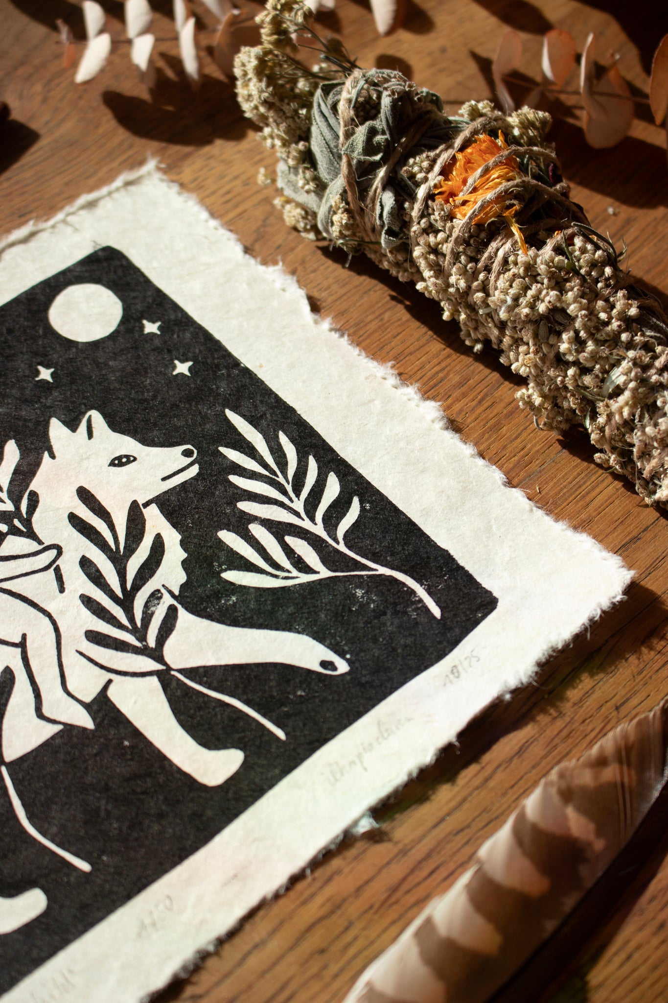 Wolf Mother of the wild Child - Linoldruck Limitiere Auflage - art.from.ilkas.heart