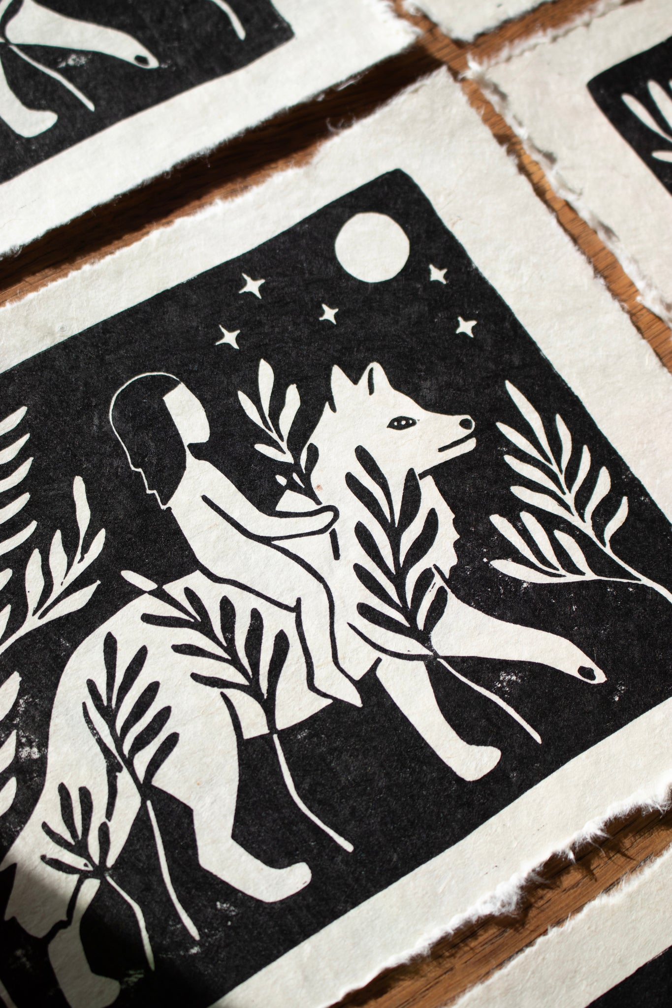 Wolf Mother of the wild Child - Linoldruck Limitiere Auflage - art.from.ilkas.heart