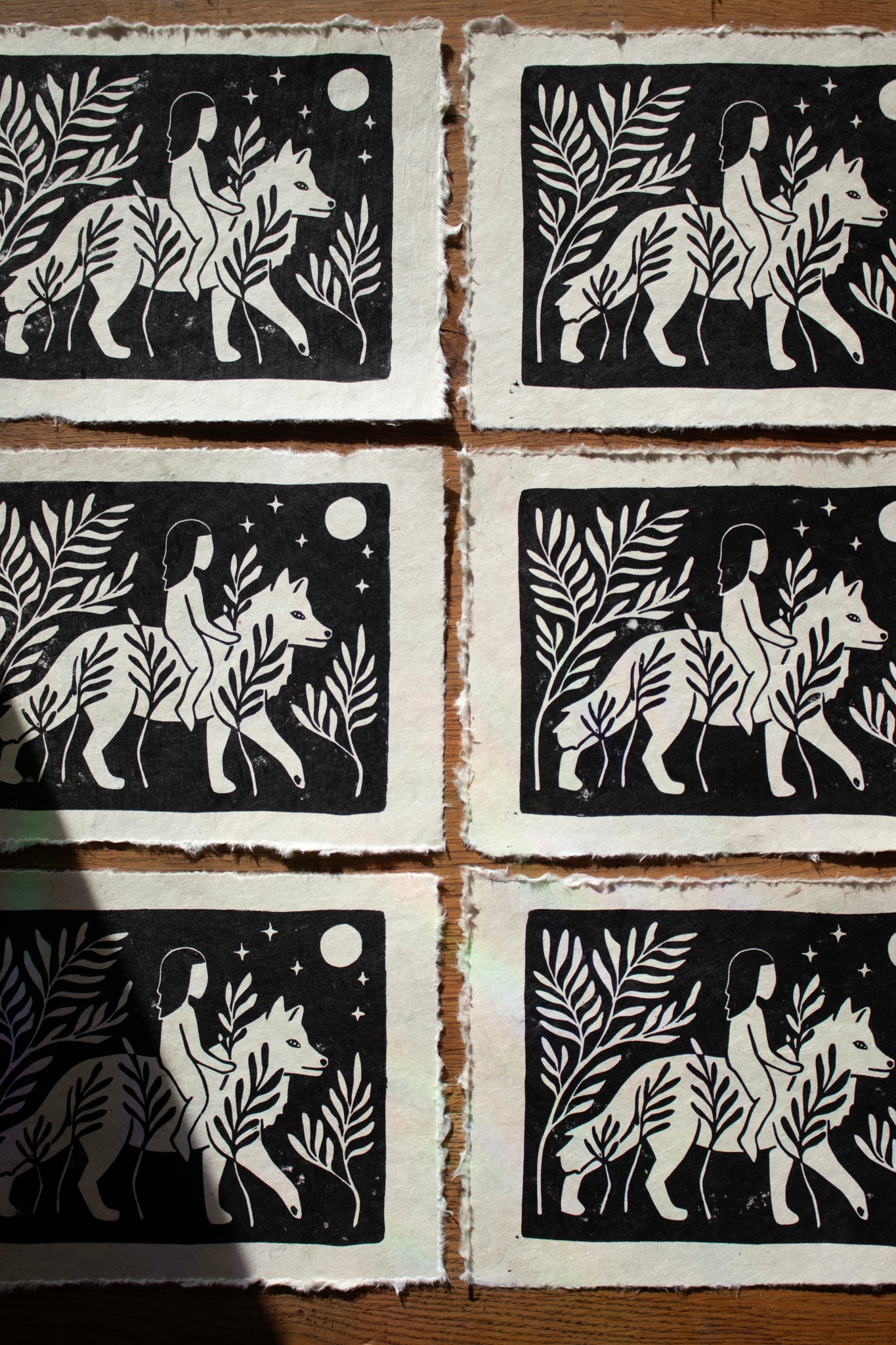 Wolf Mother of the wild Child - Linoldruck Limitiere Auflage - art.from.ilkas.heart