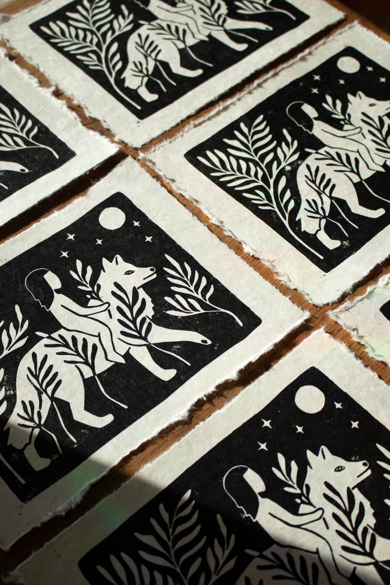 Wolf Mother of the wild Child - Linoldruck Limitiere Auflage - art.from.ilkas.heart