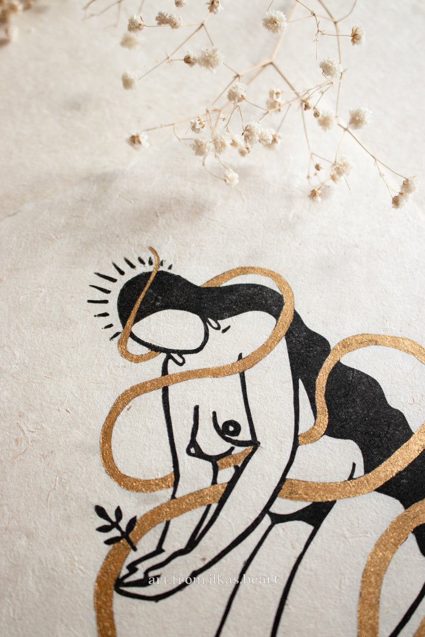 Earthkeeper Goddess Linoldruck - art.from.ilkas.heart