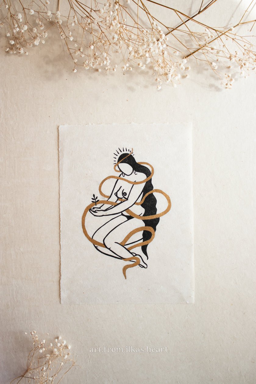 Earthkeeper Goddess Linoldruck - art.from.ilkas.heart