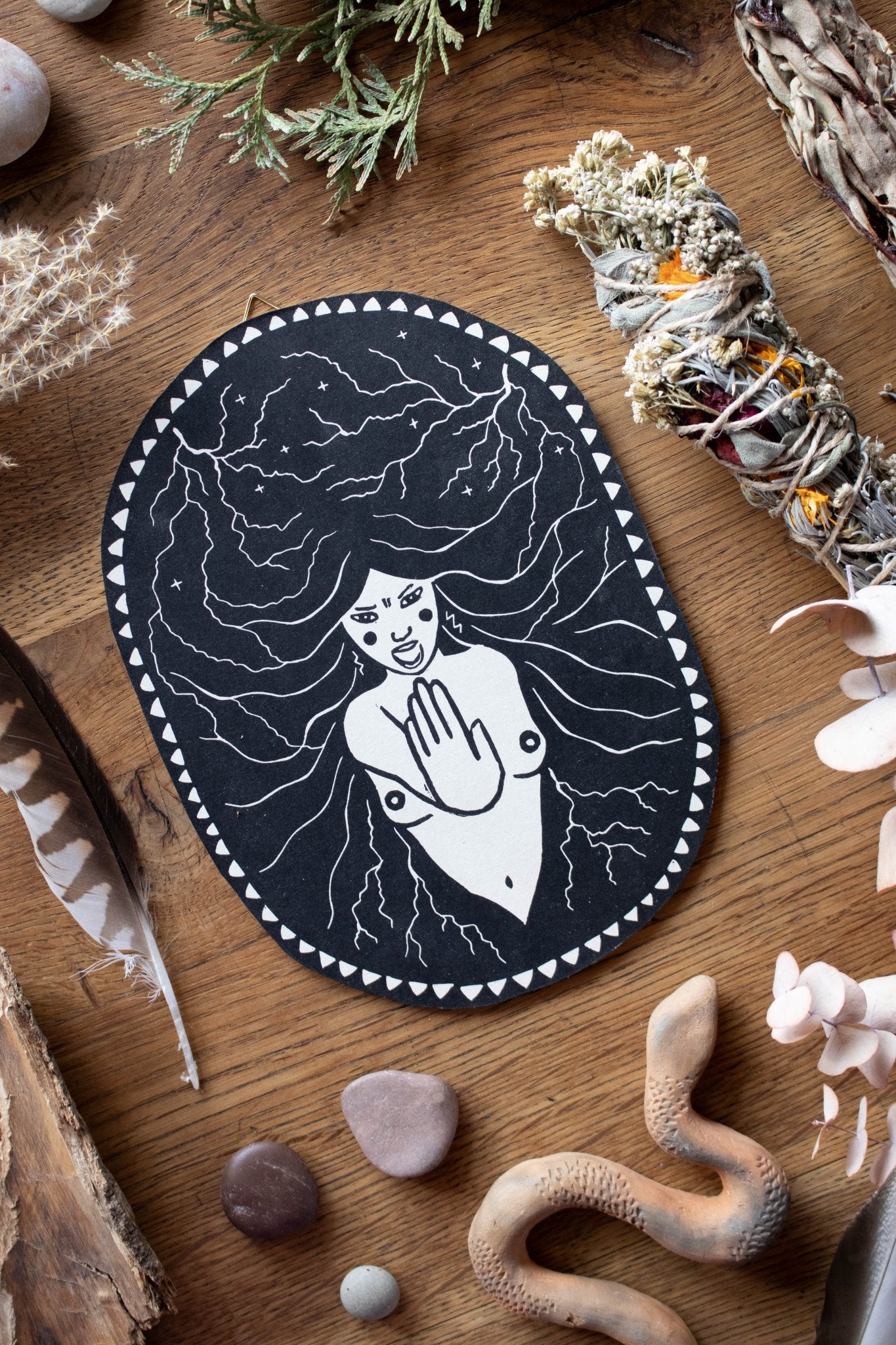 Die Wut - Linoldruck - art.from.ilkas.heart