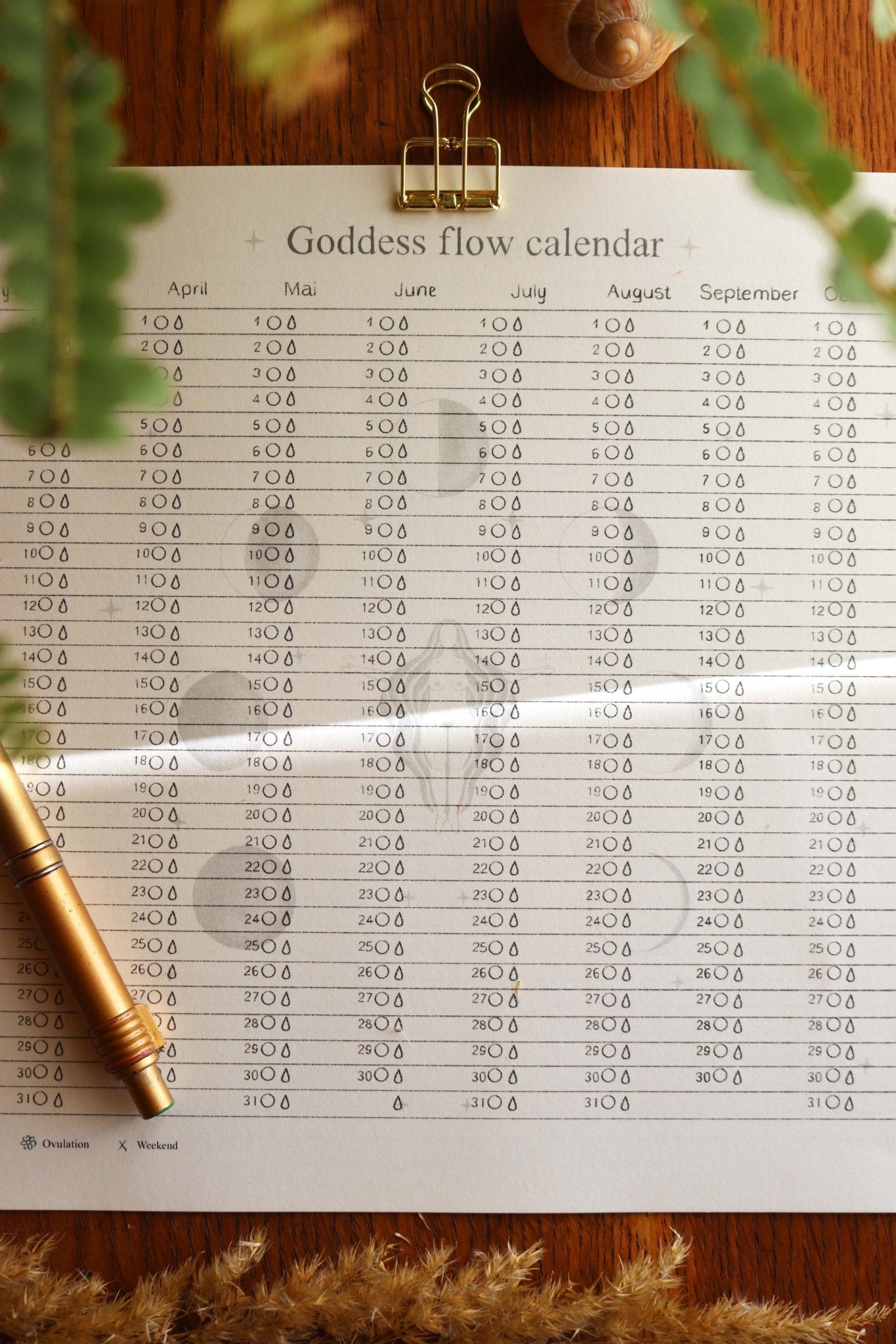 Goddess Flow - Kalender und Zyklustracker – zum Ausdrucken für zu Hause - art.from.ilkas.heart