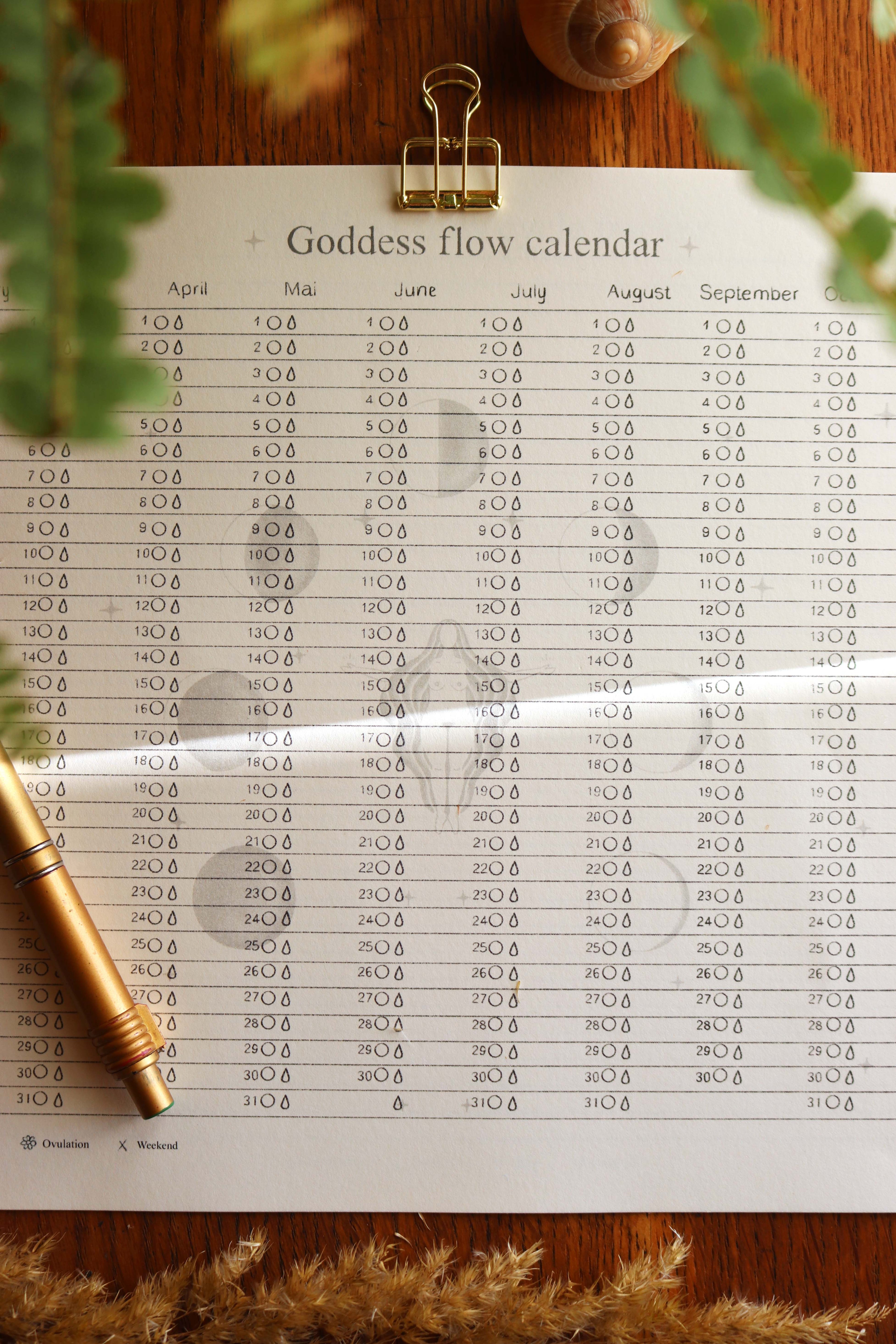 Goddess Flow-Kalender und Zyklustracker – zum Ausdrucken für zu Hause - art.from.ilkas.heart  