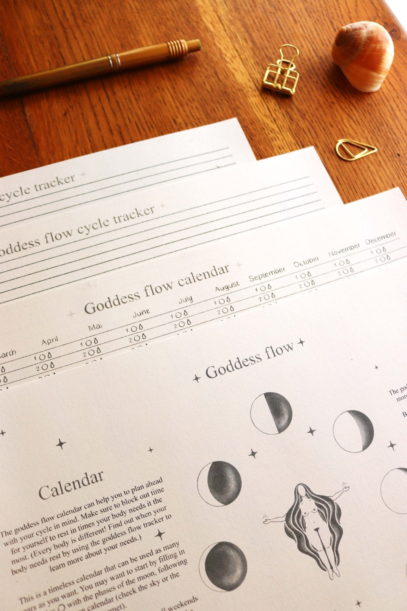Goddess Flow - Kalender und Zyklustracker – zum Ausdrucken für zu Hause - art.from.ilkas.heart