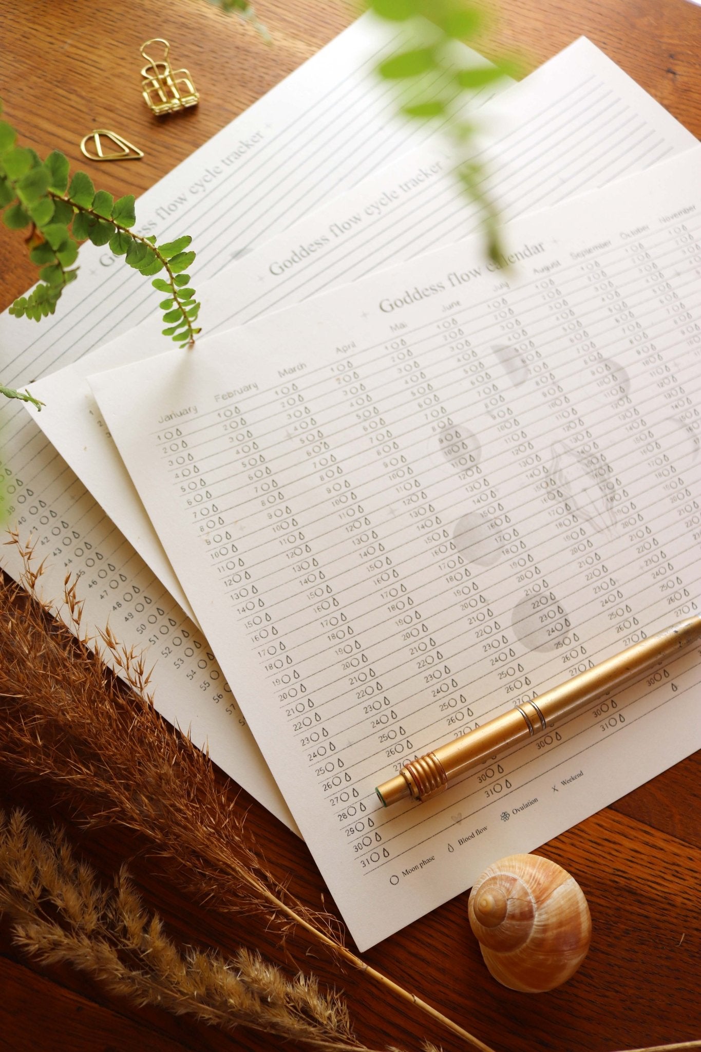 Goddess Flow - Kalender und Zyklustracker – zum Ausdrucken für zu Hause - art.from.ilkas.heart