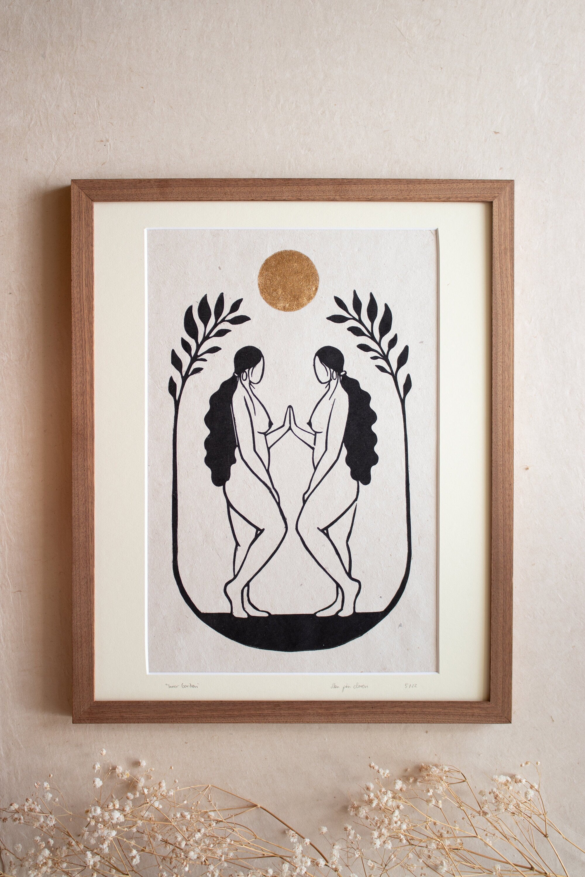 Goddess meeting herself Linoldruck - art.from.ilkas.heart  