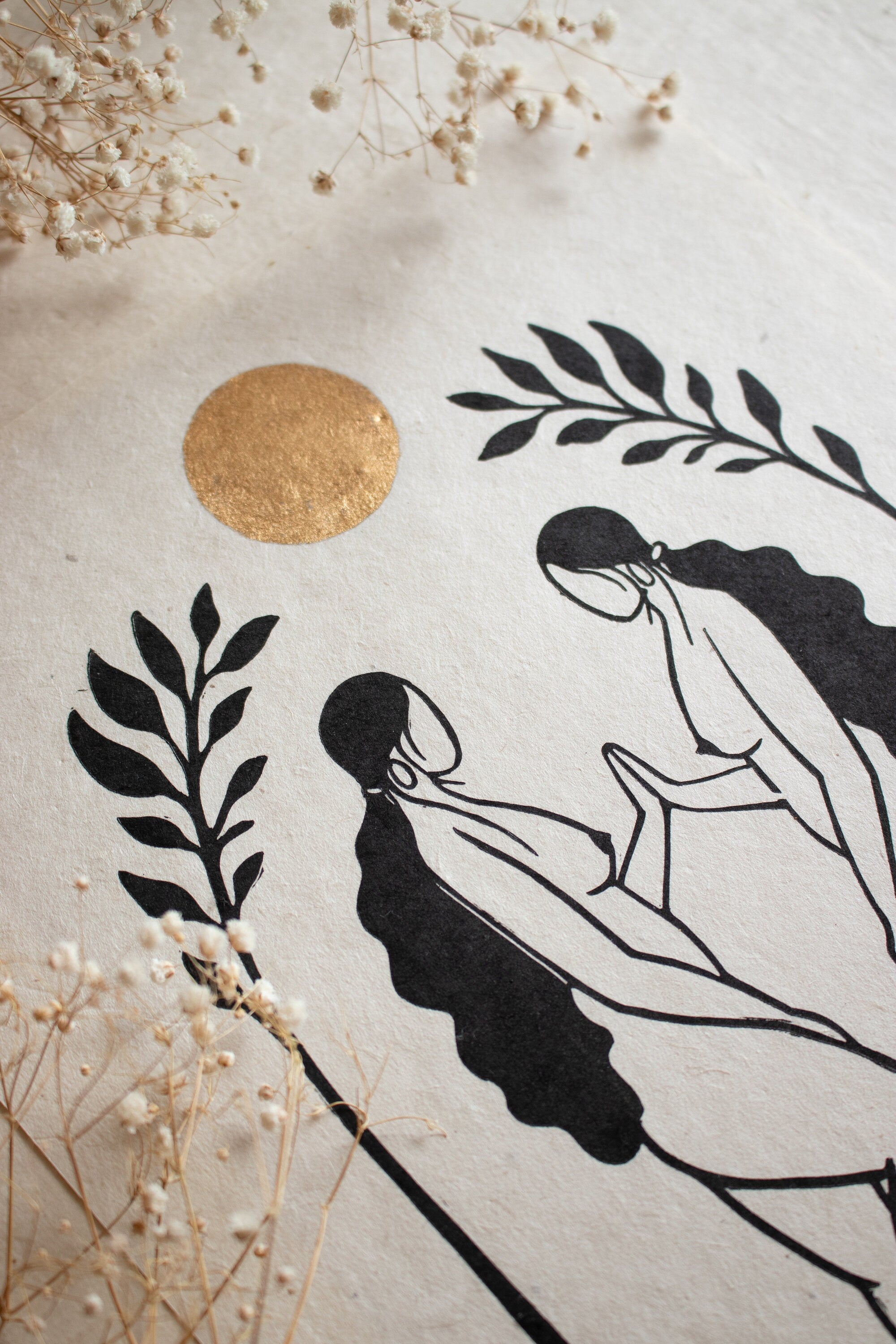 Goddess meeting herself Linoldruck - art.from.ilkas.heart  