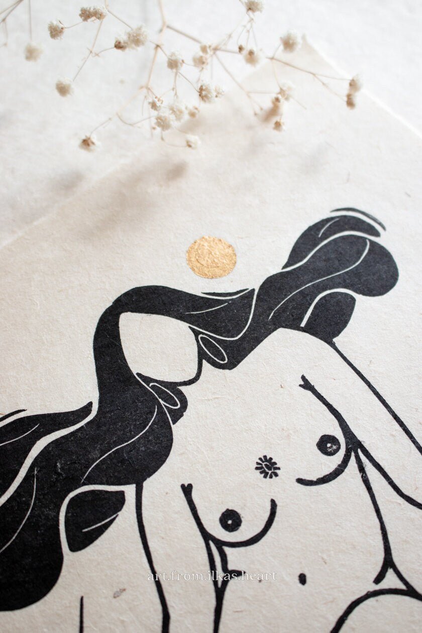 Goddess of Grace Linoldruck - art.from.ilkas.heart