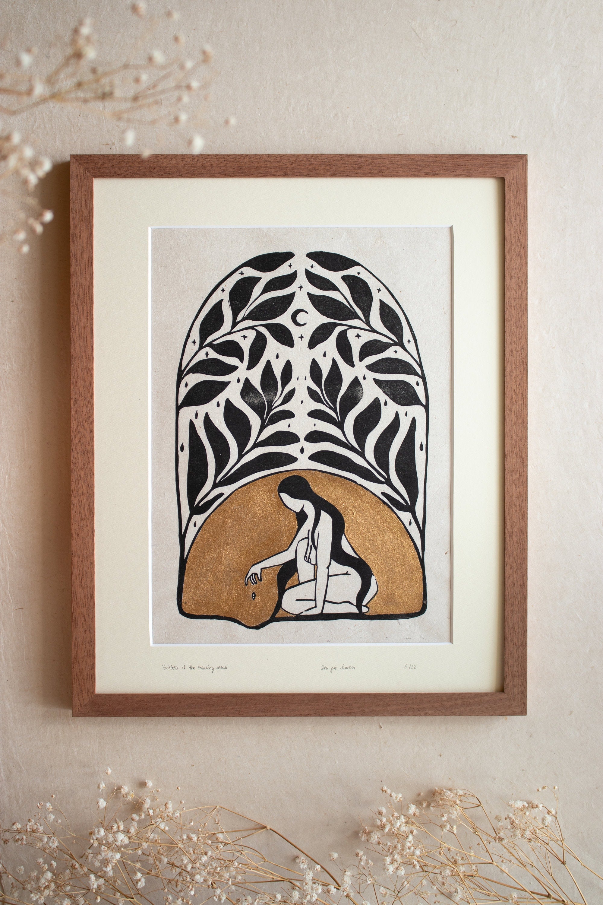 Goddess of healing seeds Linoldruck - art.from.ilkas.heart  