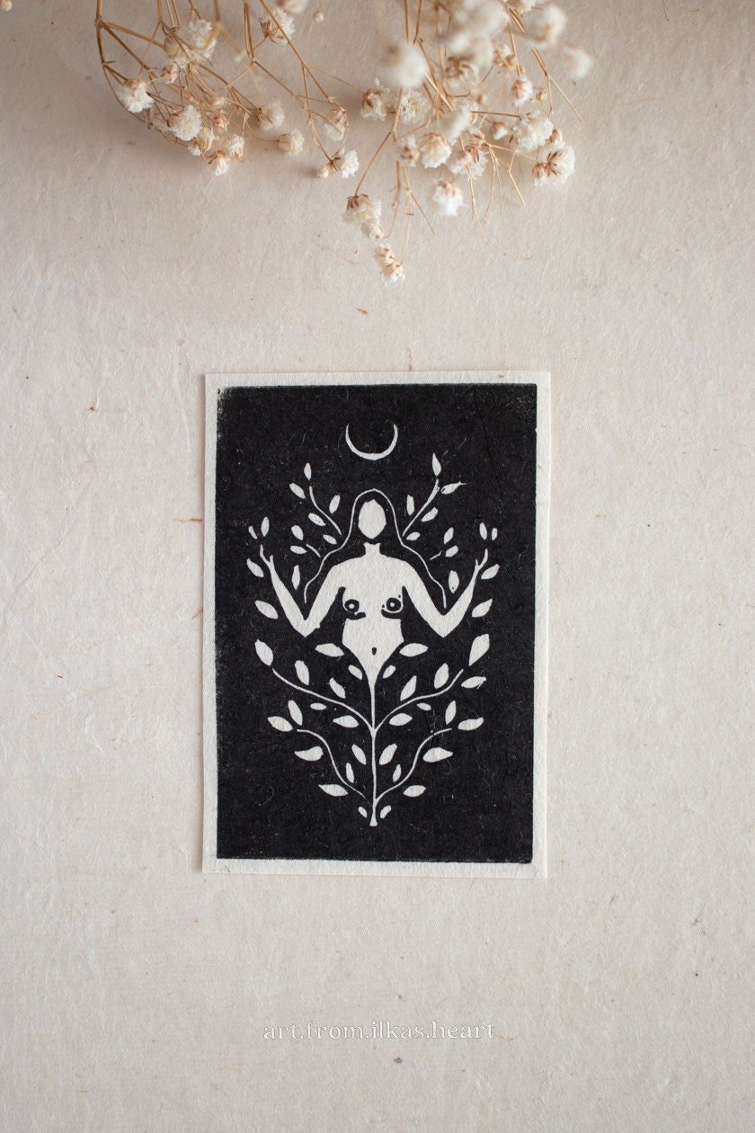 Growing Goddess Linoldruck - art.from.ilkas.heart