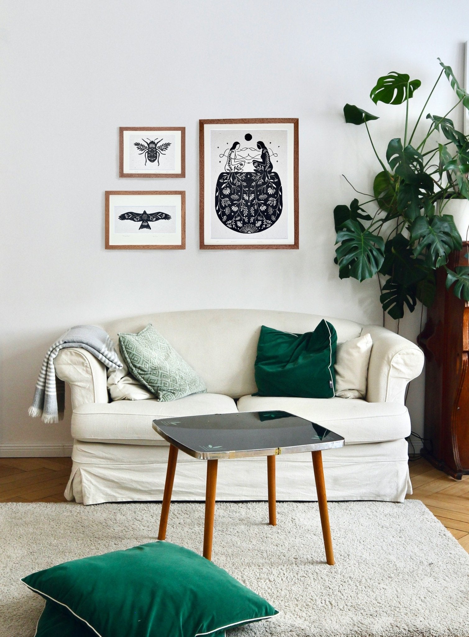 Milan & Blumen Linoldruck - art.from.ilkas.heart