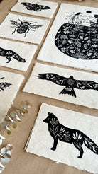 Falter & Blumen Linoldruck - art.from.ilkas.heart  