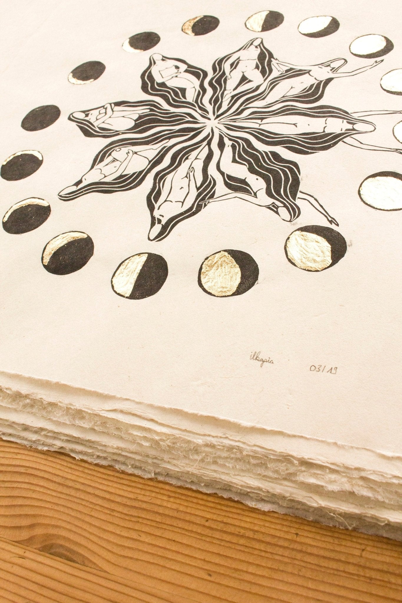 Mondblume Linoldruck - art.from.ilkas.heart