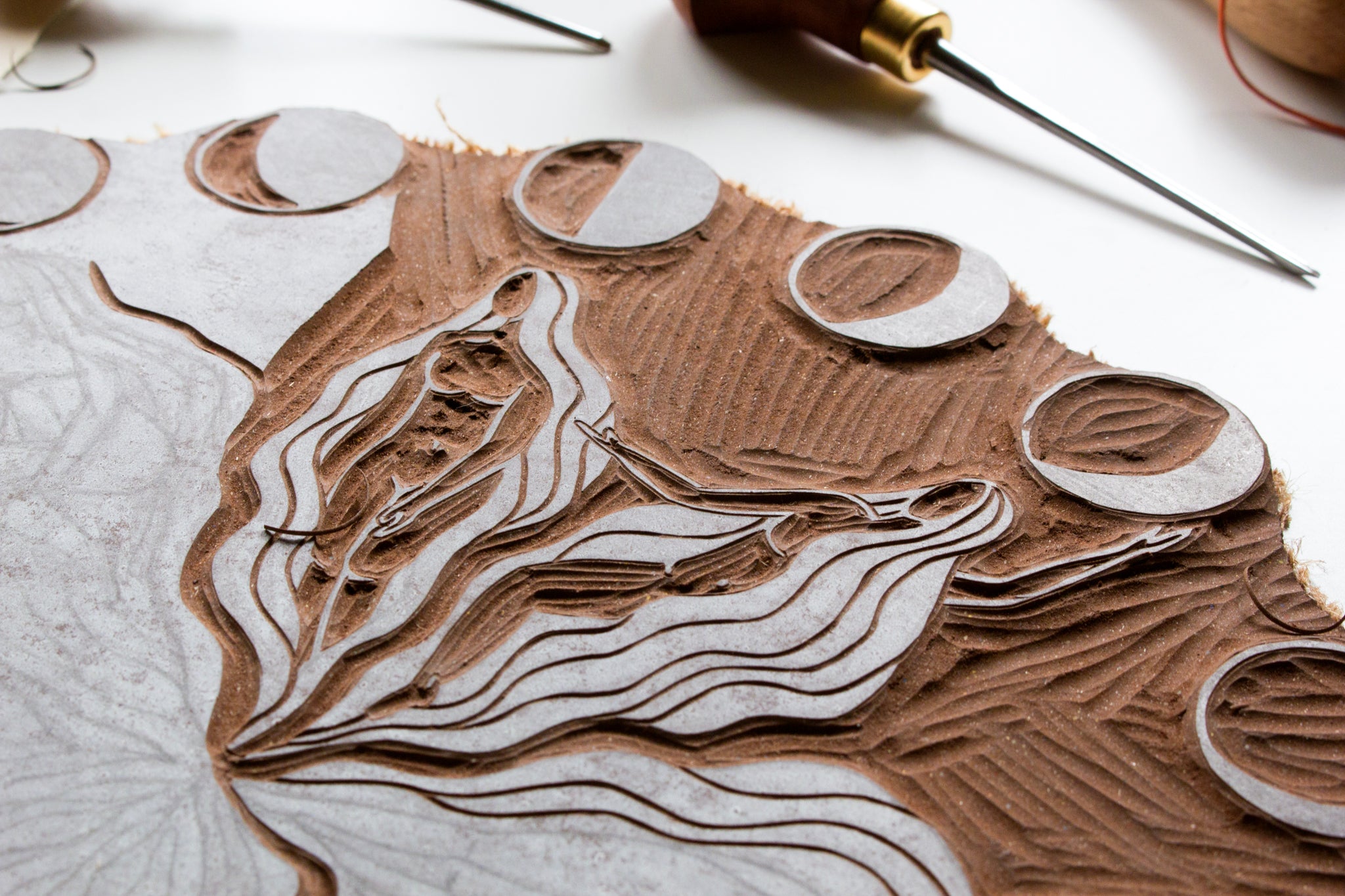 Mondblume Linoldruck - art.from.ilkas.heart