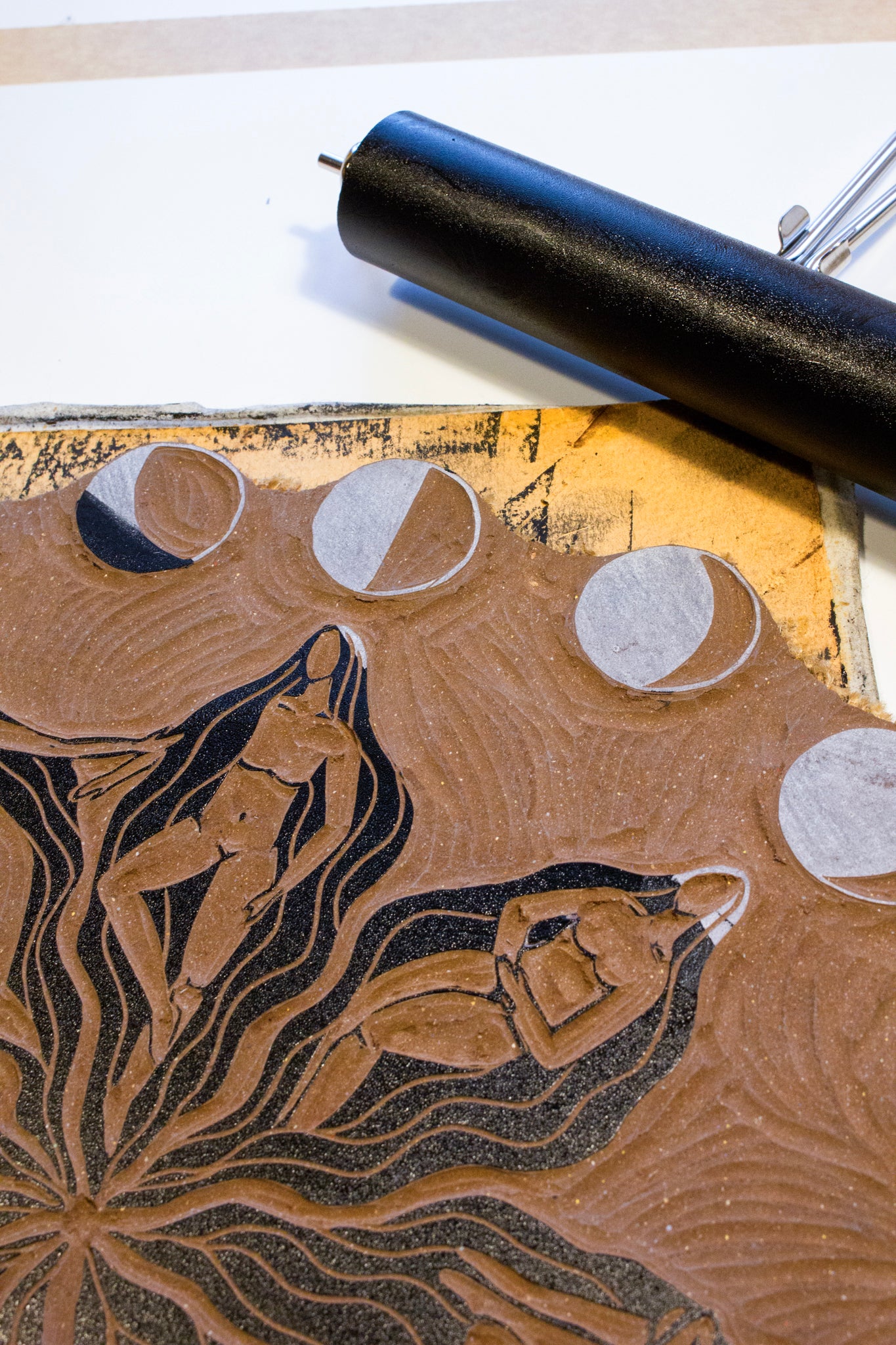 Mondblume Linoldruck - art.from.ilkas.heart